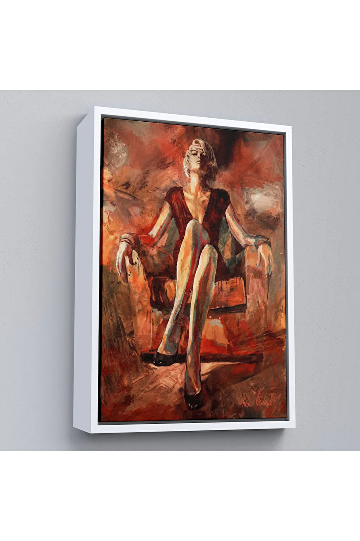 Ahşap Çerçeveli Koltukta Oturan Kadın Tablosu-7887