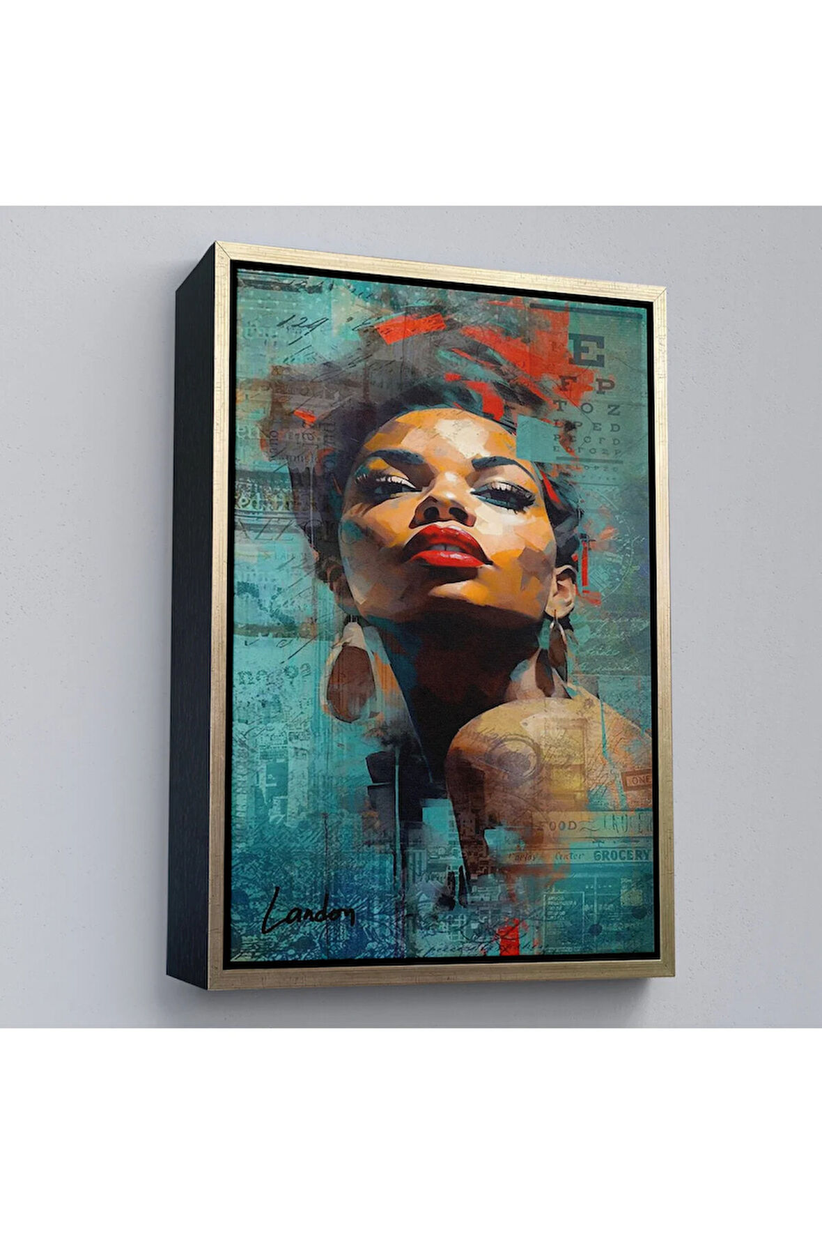 Ahşap Çerçeveli Afrikalı Güzel Kadın Tablosu-7889