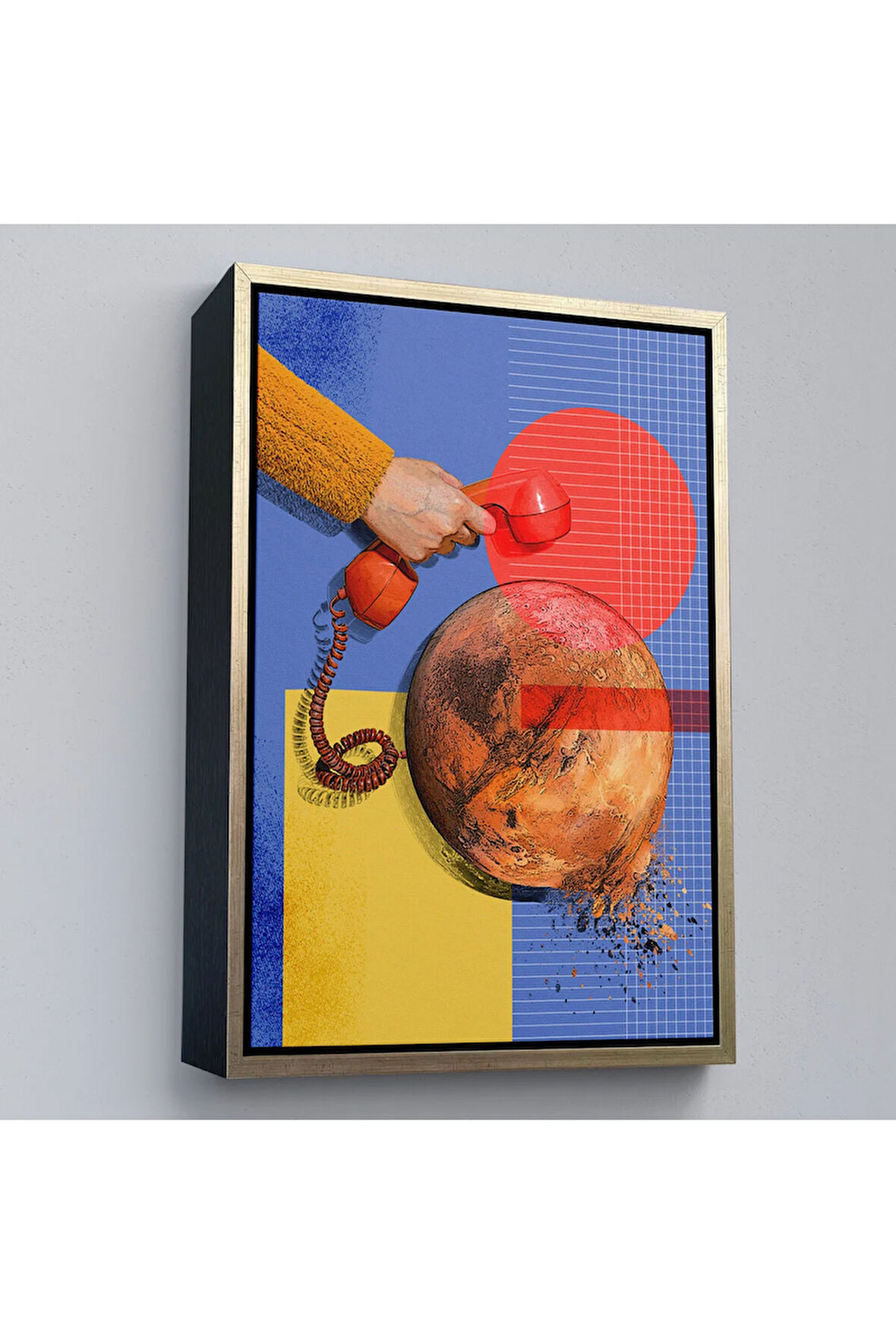 Ahşap Çerçeveli Mars'A Bağlı Sabit Telefon Tablosu-7915