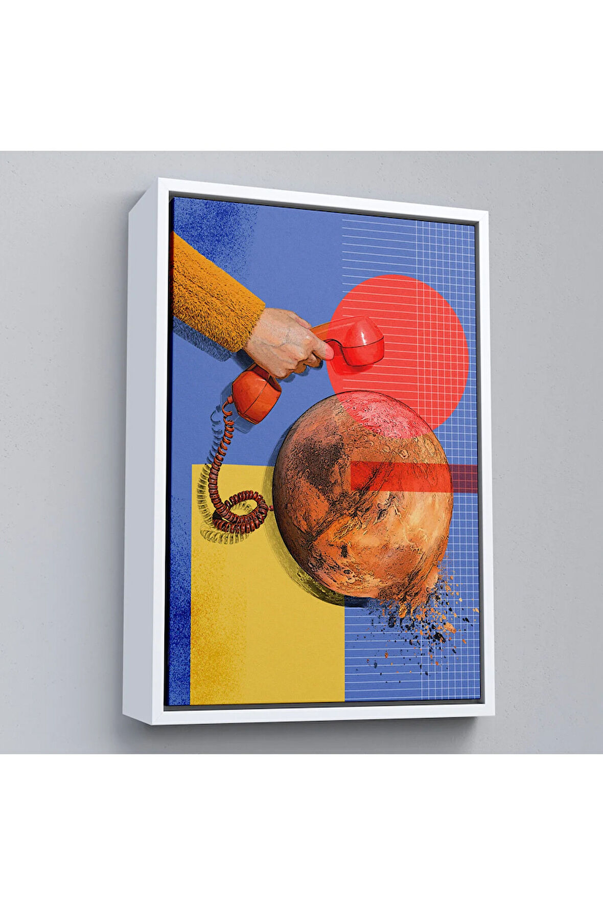 Ahşap Çerçeveli Mars'A Bağlı Sabit Telefon Tablosu-7915