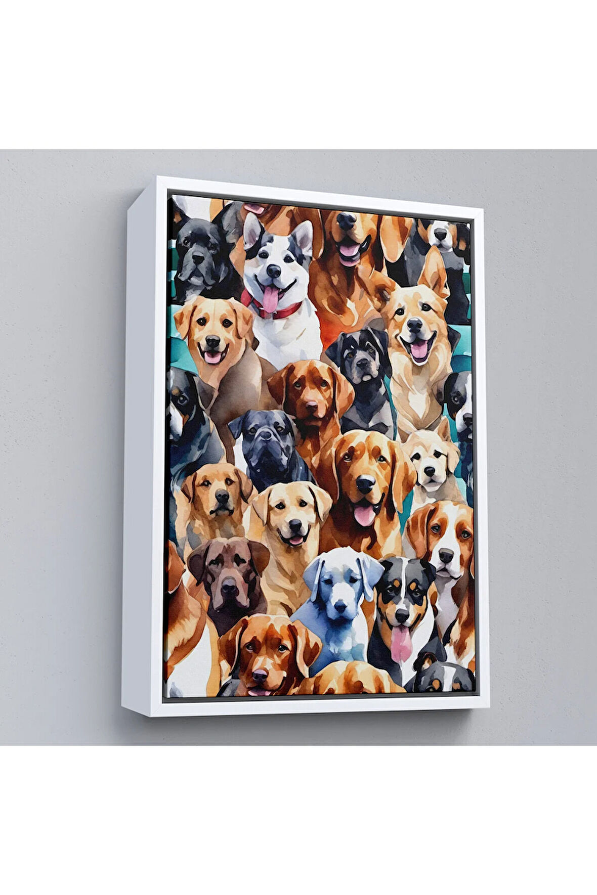 Ahşap Çerçeveli Sevimli Köpekler Tablosu-7920