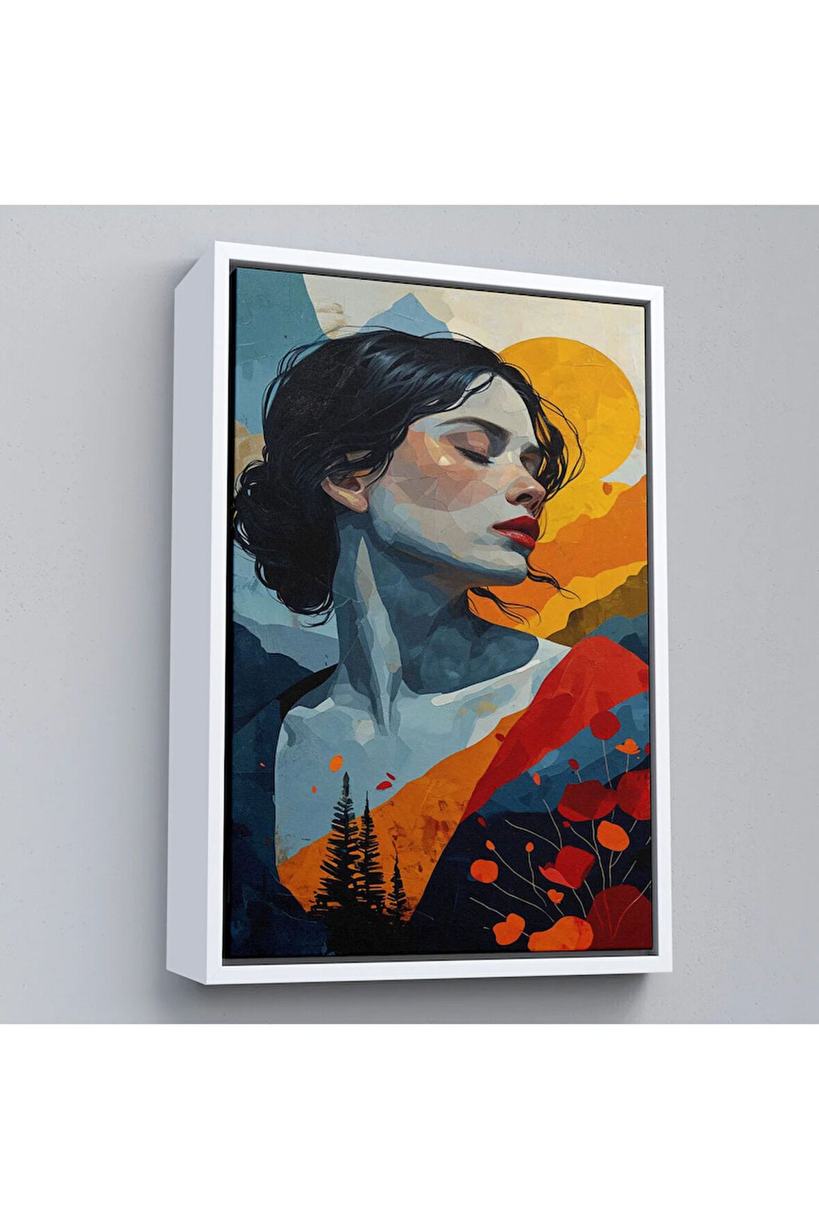 Ahşap Çerçeveli Soyut Güzel Kadın Tablosu-7922