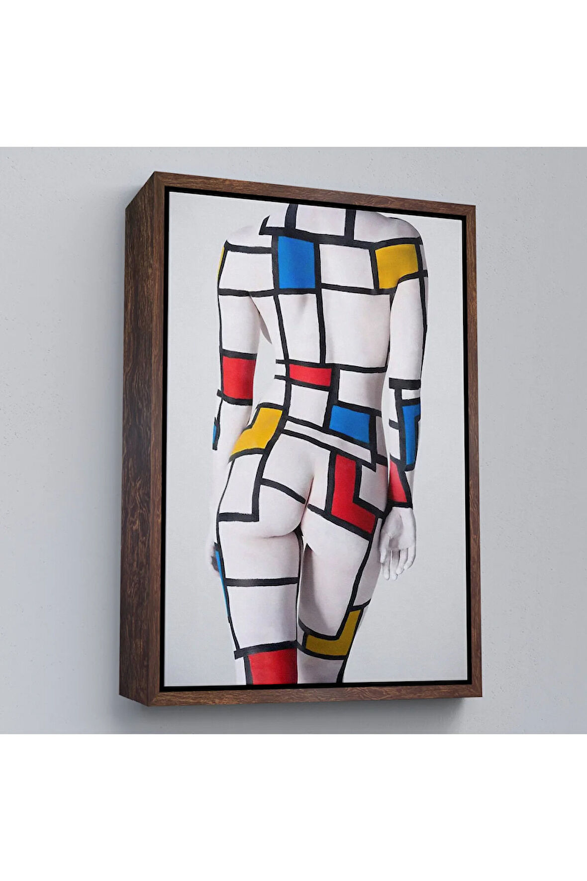 Ahşap Çerçeveli Renkli Soyut Kadın Tablosu-7925