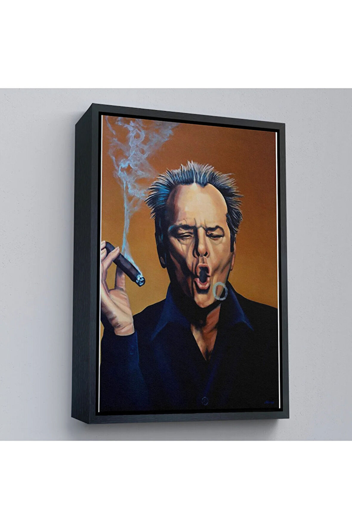 Ahşap Çerçeveli Puro İçen Jack Nicholson Tablosu-7935