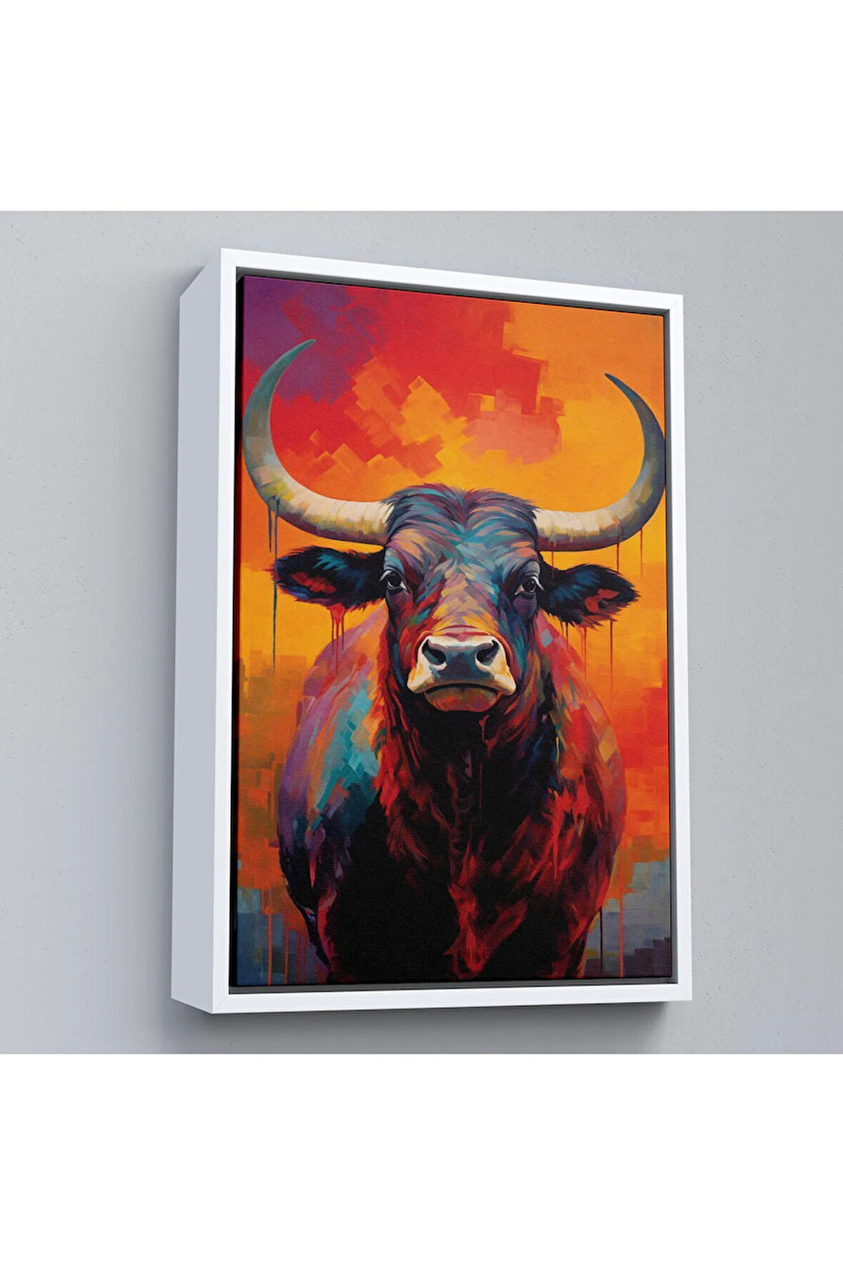Ahşap Çerçeveli Sevimli Boğa Tablosu-7943
