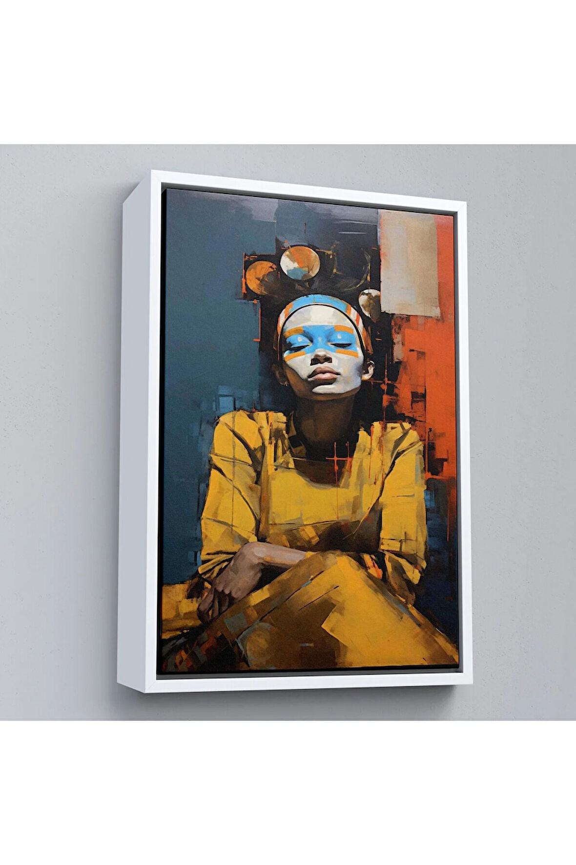 Ahşap Çerçeveli Permalı Kadın Tablosu-7947