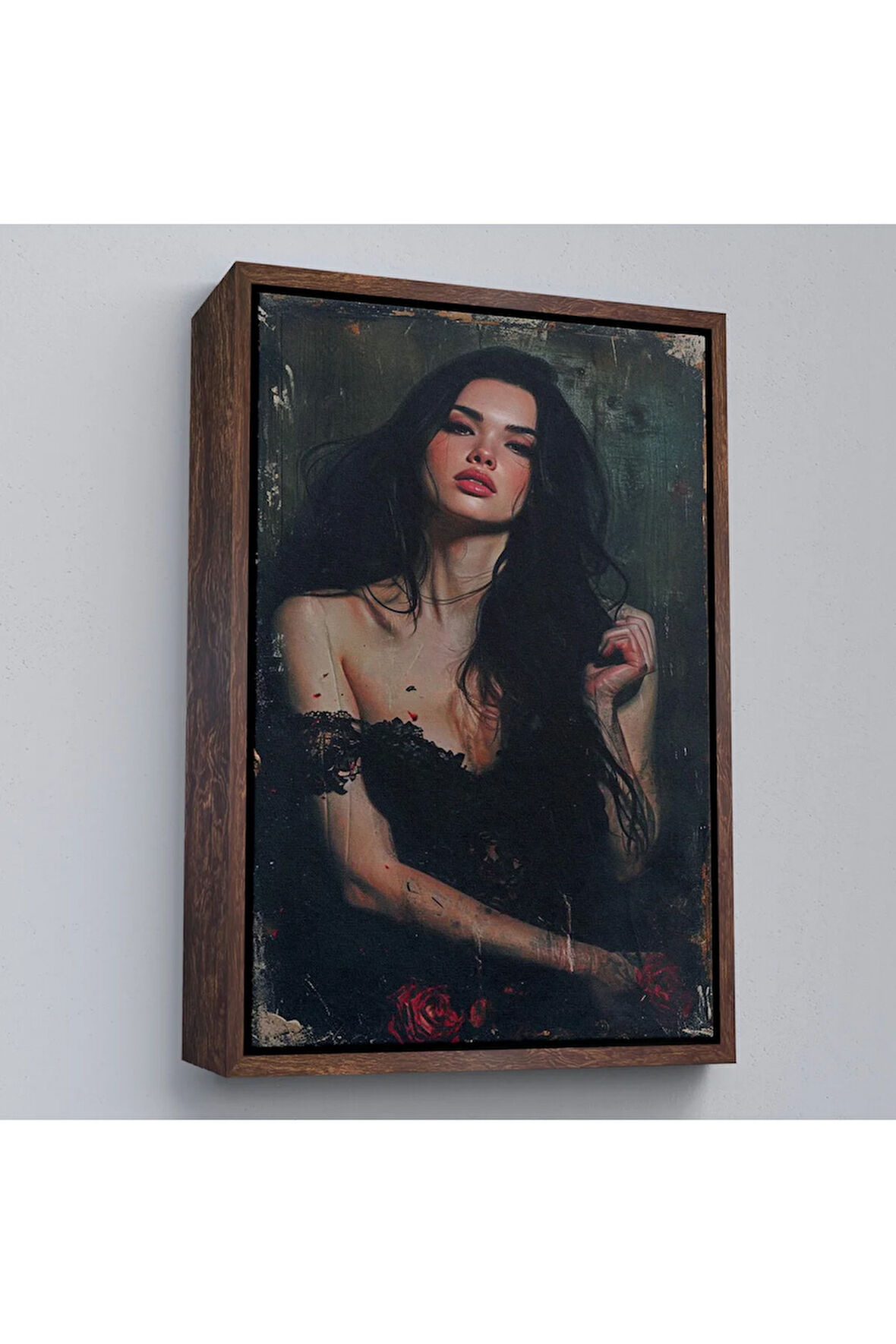Ahşap Çerçeveli Bohem Kadın Tablosu-7960