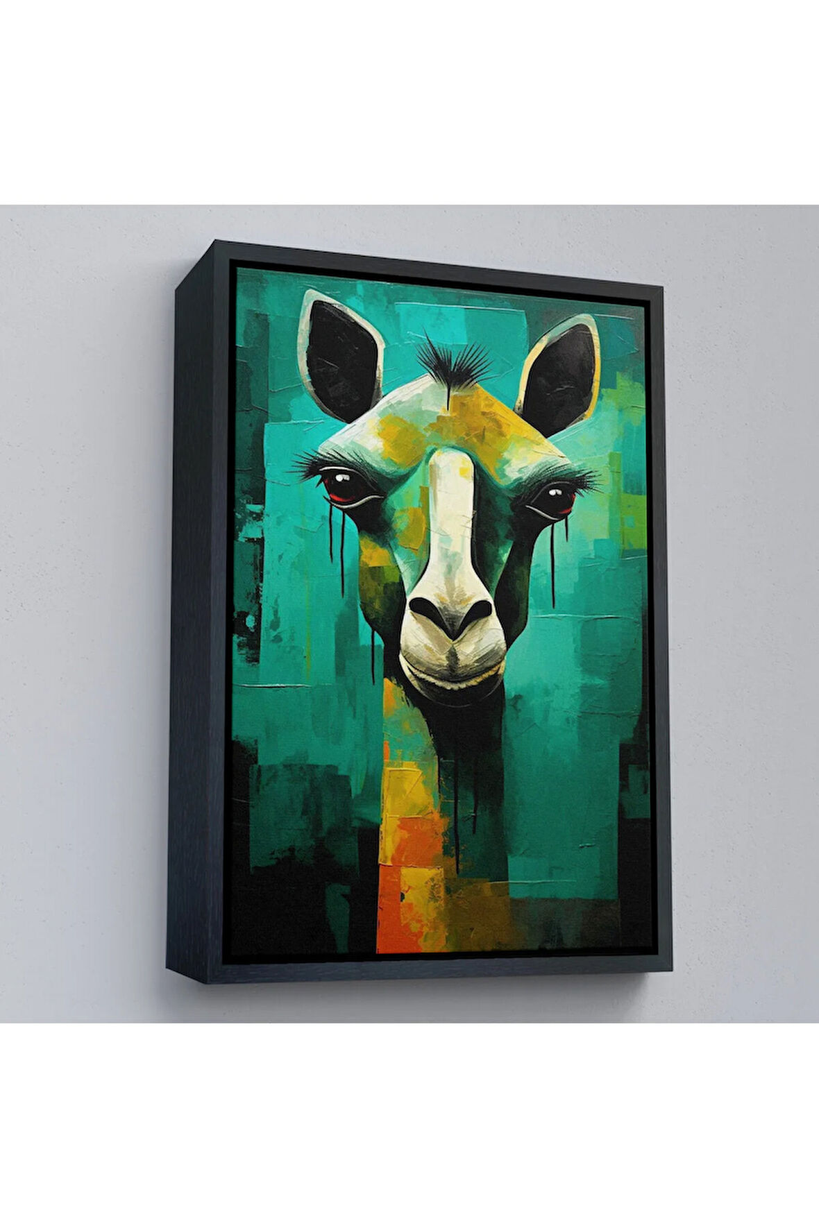 Ahşap Çerçeveli Sevimli Zürafa Tablosu-7963