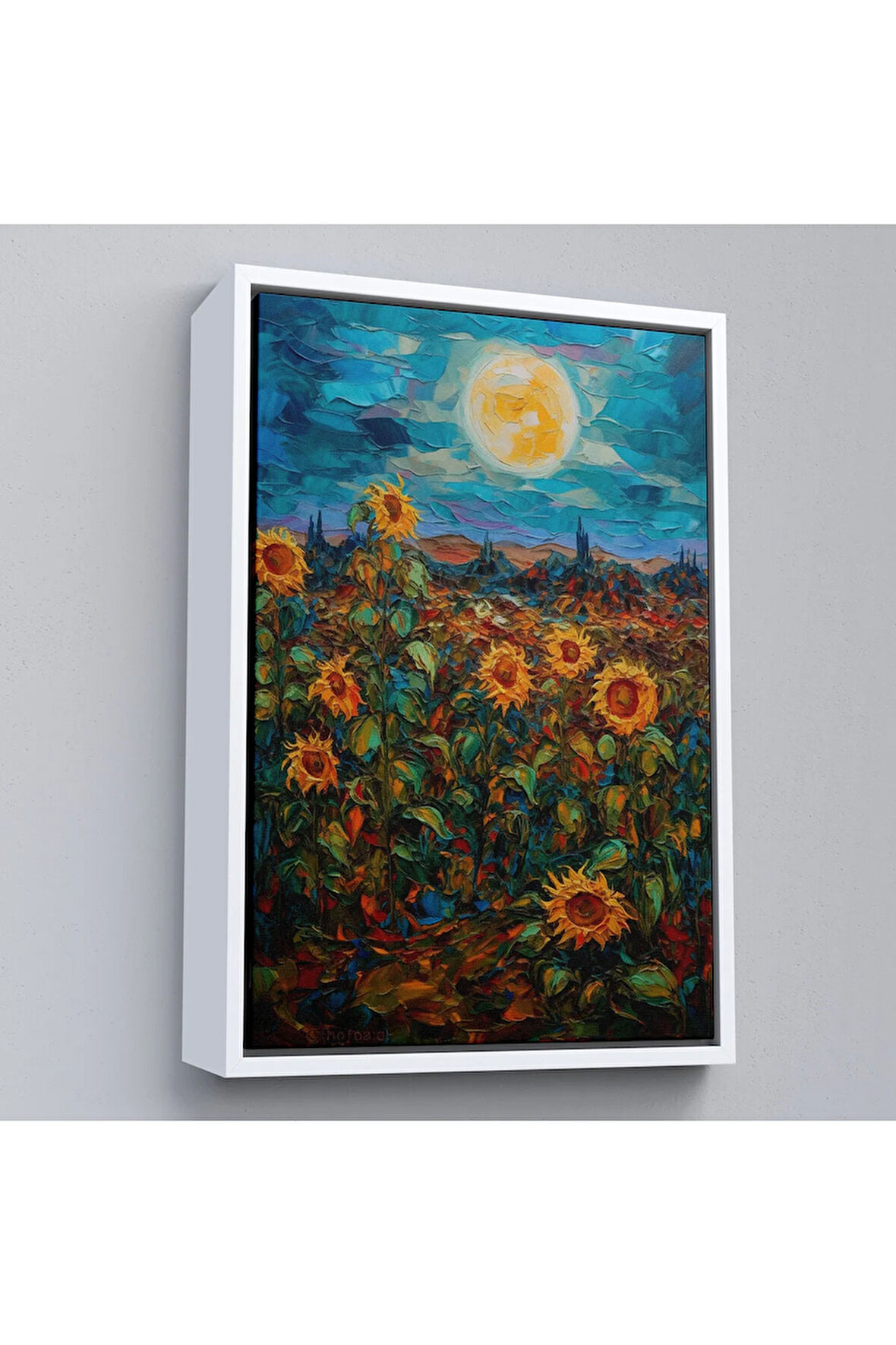 Ahşap Çerçeveli Ayçiçeği Tarlaları Tablosu-7977