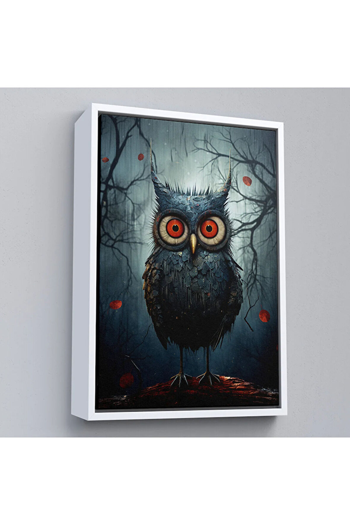 Ahşap Çerçeveli Sevimli Baykuş Tablosu-7984