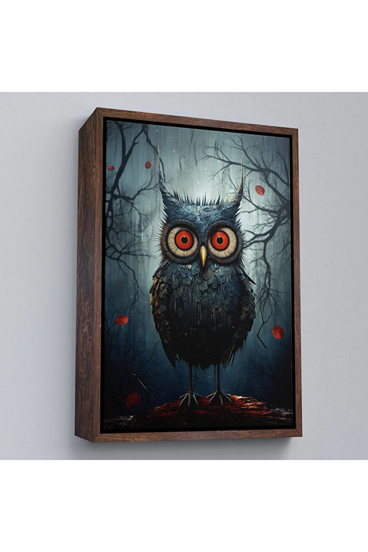 Ahşap Çerçeveli Sevimli Baykuş Tablosu-7984