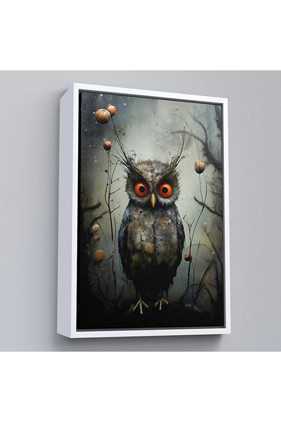 Ahşap Çerçeveli Sevimli Baykuş Tablosu-7985