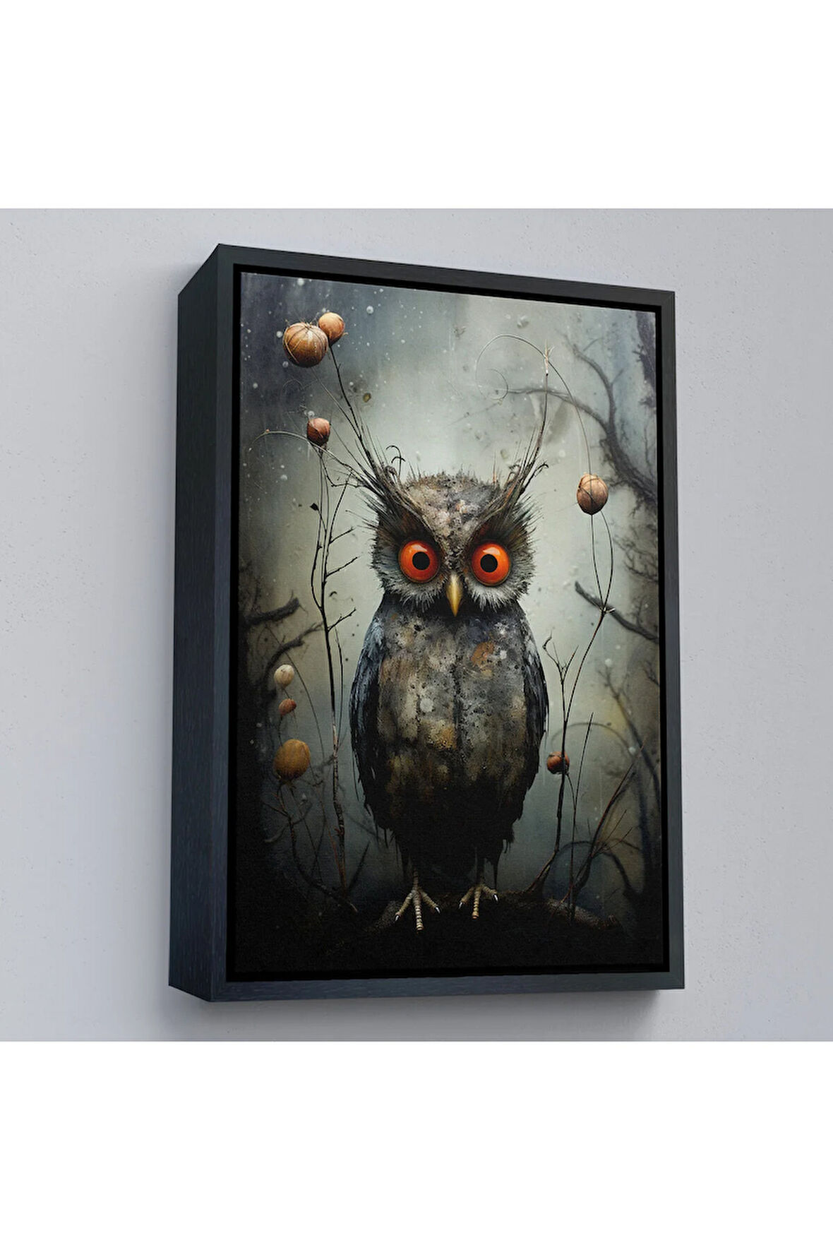 Ahşap Çerçeveli Sevimli Baykuş Tablosu-7985