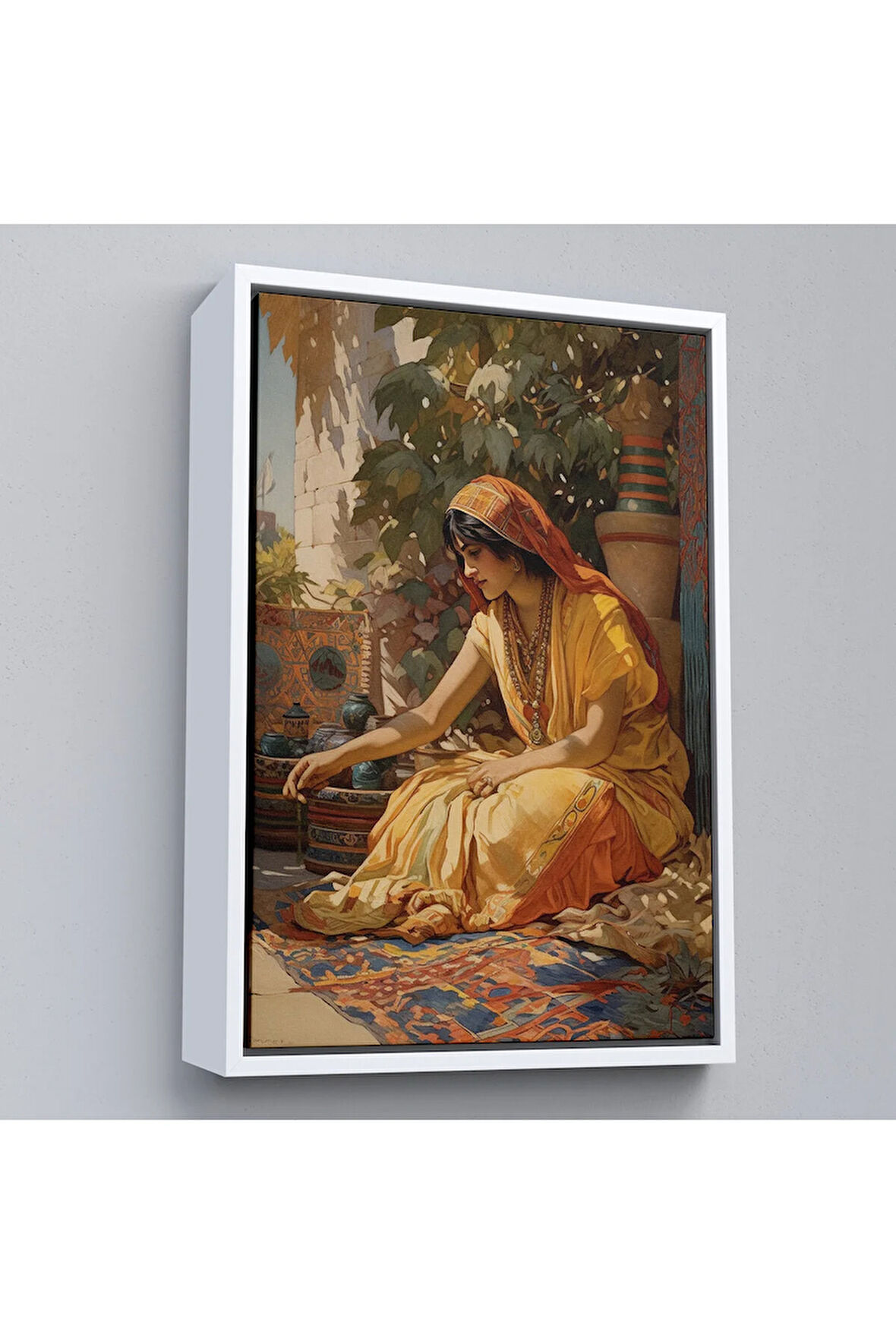 Ahşap Çerçeveli Hintli Kadın Tablosu-7986