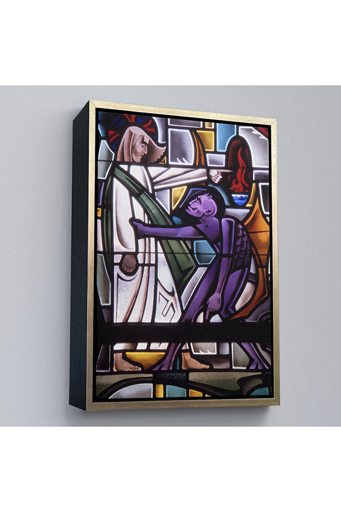 Ahşap Çerçeveli Şeytan İsa'Yı Kandırıyor Tablo-7987