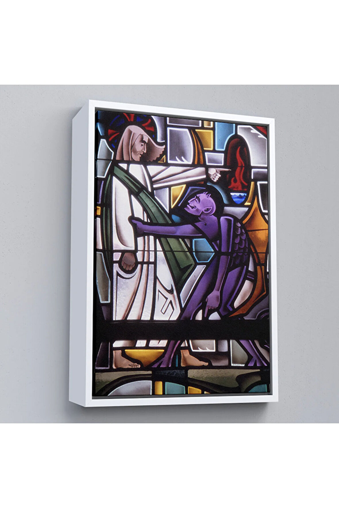 Ahşap Çerçeveli Şeytan İsa'Yı Kandırıyor Tablo-7987