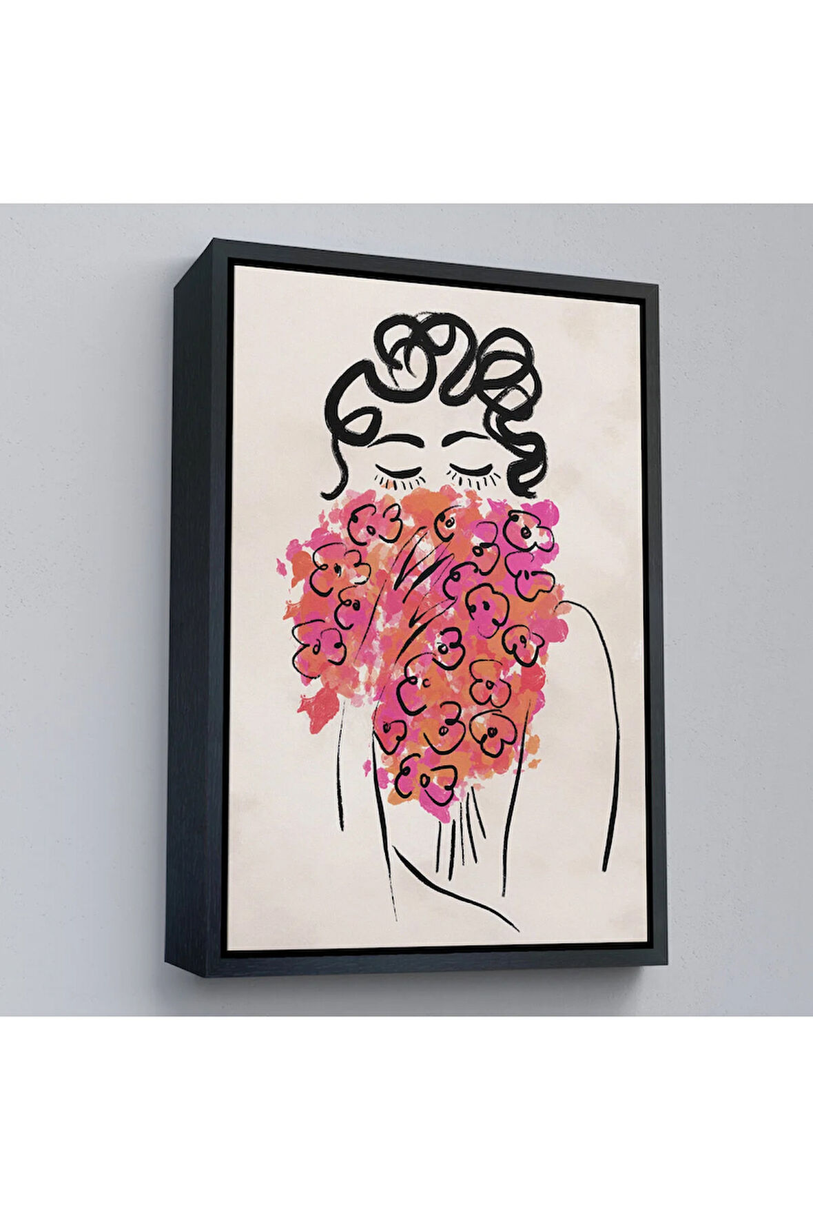 Ahşap Çerçeveli Sevimli Kadın Tablosu-7992