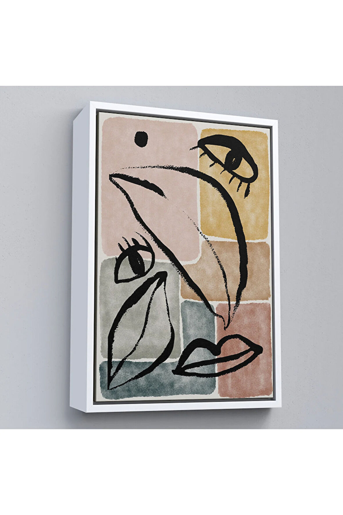 Ahşap Çerçeveli Minimalist Kadın Yüzü Tablosu-7993