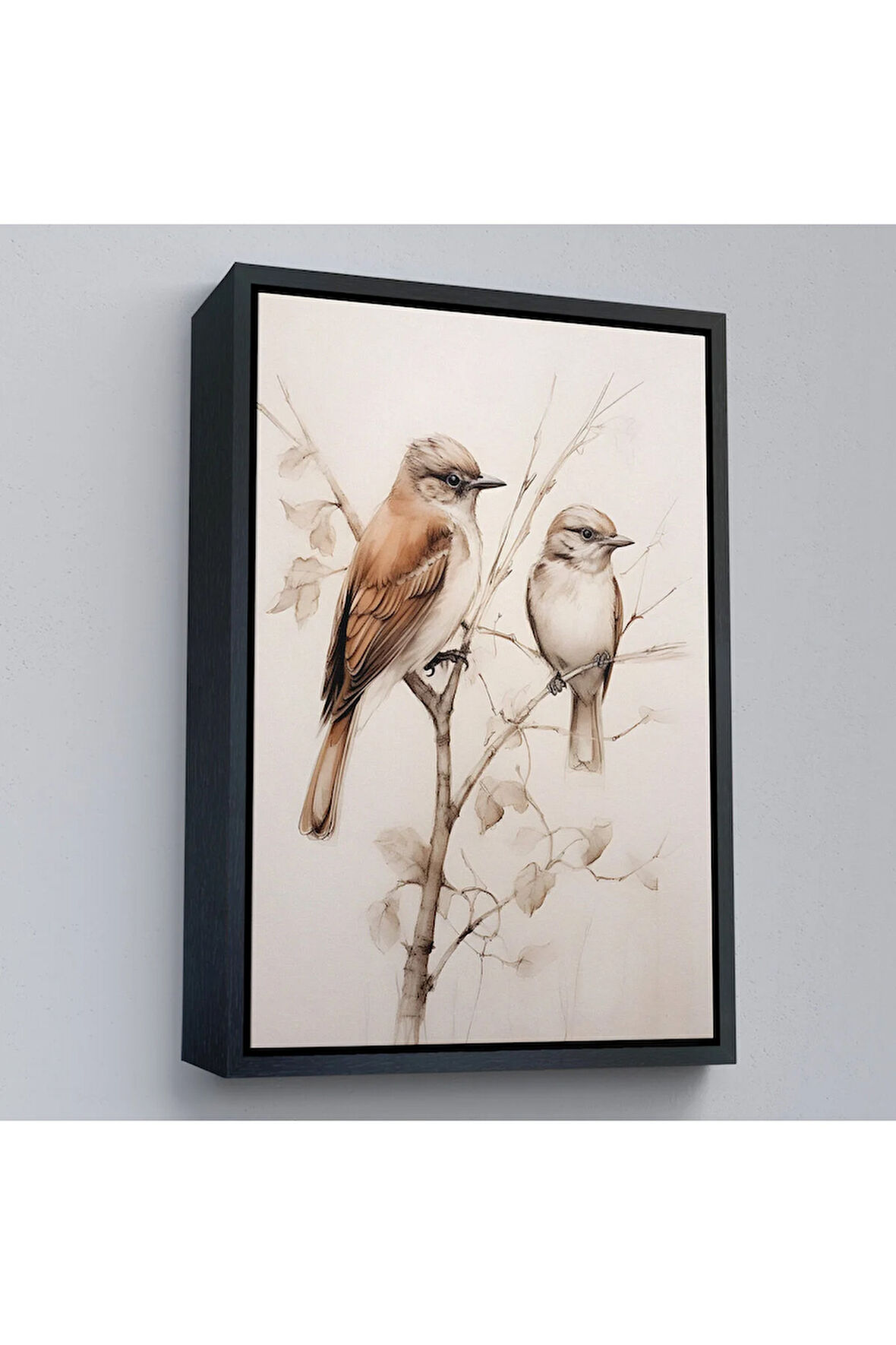 Ahşap Çerçeveli Serçe Kuşları Tablo-8036