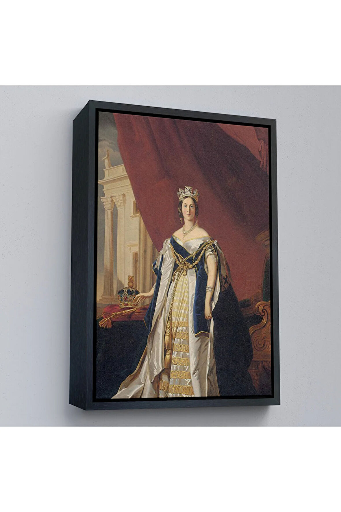 Ahşap Çerçeveli Franz Xaver Winterhalter - Kraliçe Victoria Tablosu - Queen Victoria-8039