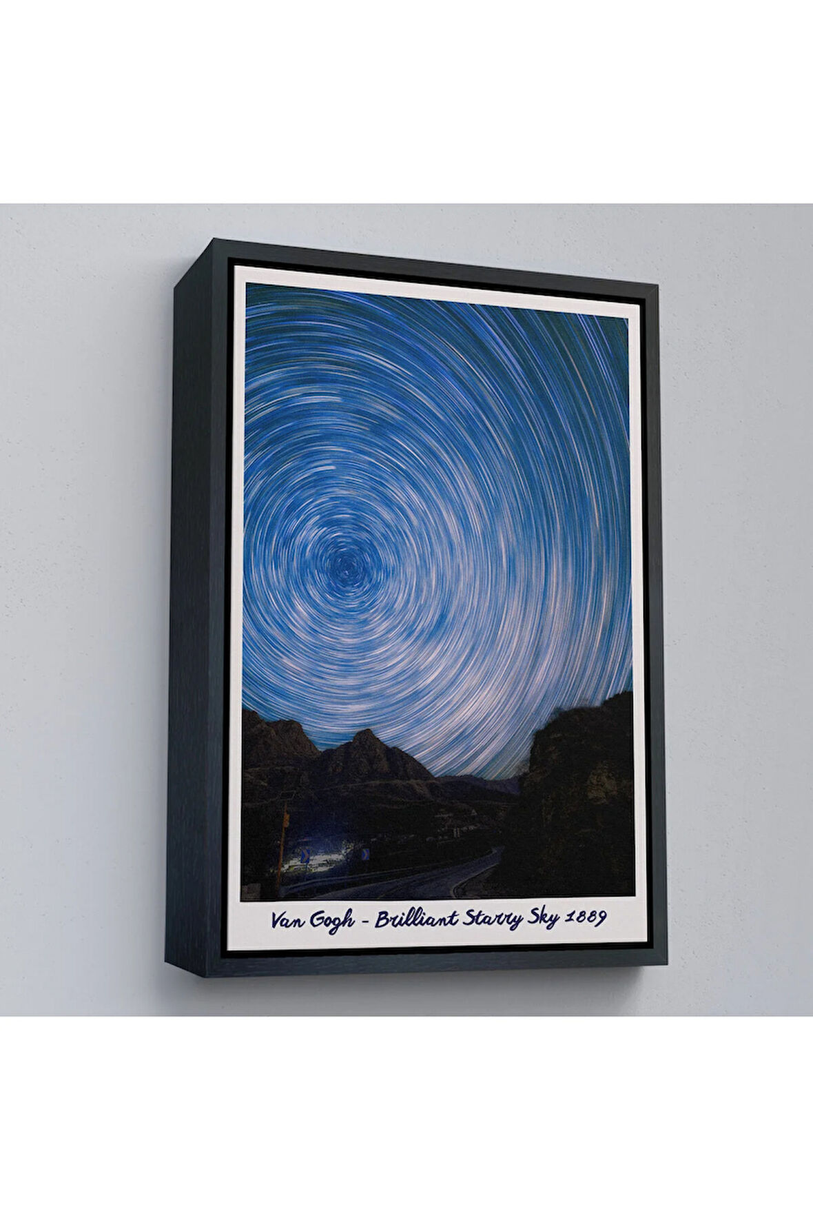 Ahşap Çerçeveli Vincent Van Gogh - Parlak Yıldızlı Gökyüzü Tablo - Brillant Starry Sky-8049