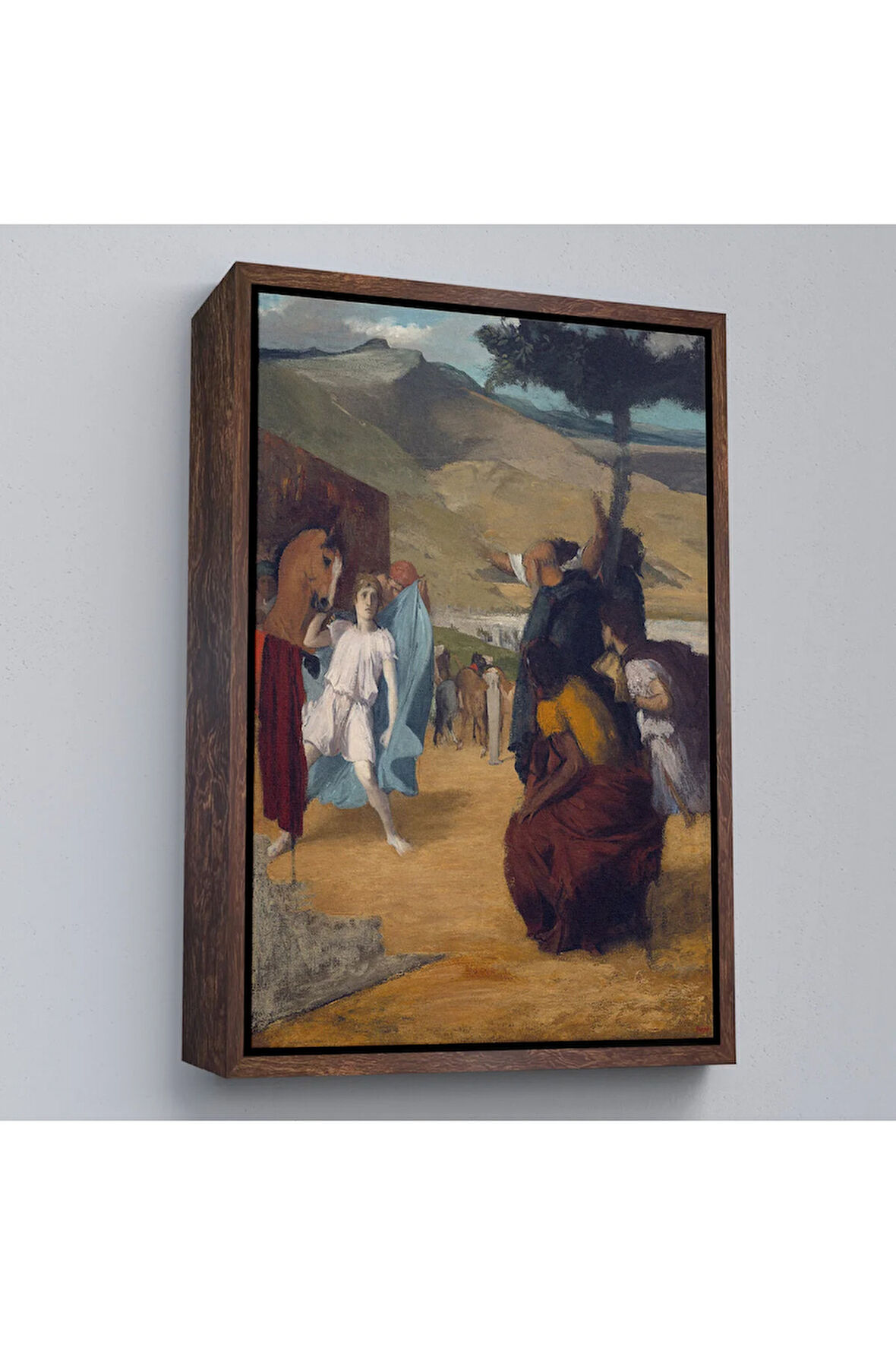 Ahşap Çerçeveli Edgar Degas - İskender Ve Bucephalus Tablosu-8056
