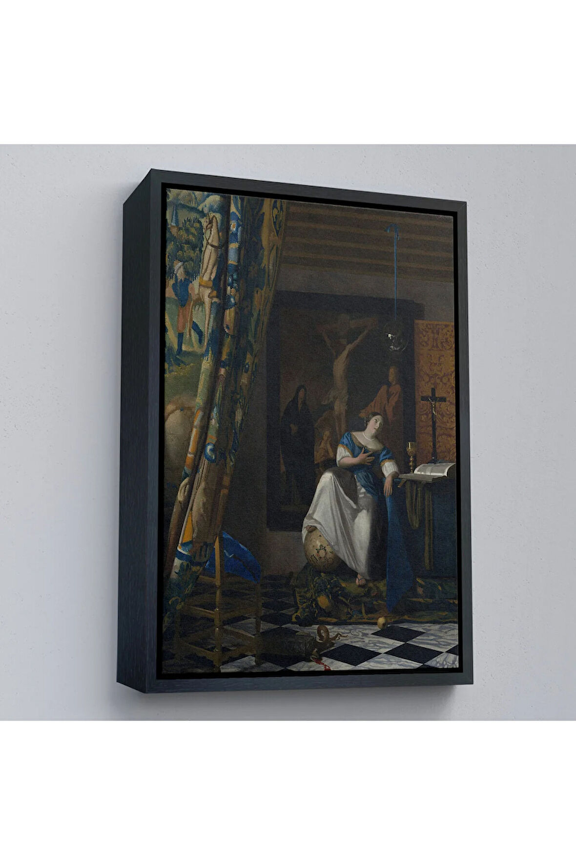 Ahşap Çerçeveli Johannes Vermeer - Katolik İnancının Alegorisi Tablo- Allegory Of The Catholic Faith-8057