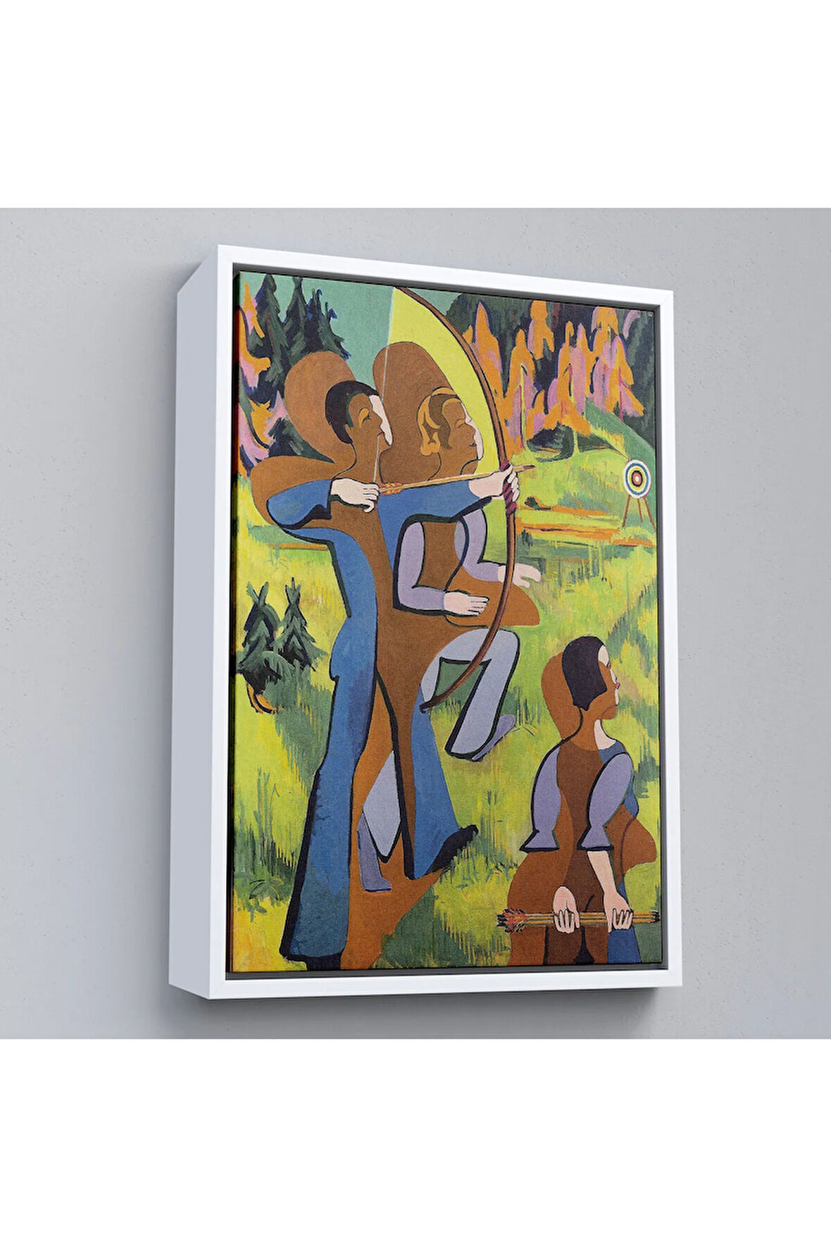 Ahşap Çerçeveli Ernst Ludwig Kirchner - Okçular Tablosu - Archers-8064