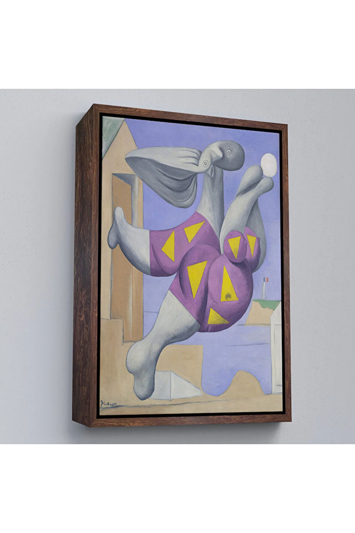 Ahşap Çerçeveli Pablo Picasso - Plaj Topu İle Yıkanıyor Tablosu - Pablo Picasso Bather With Beachball-8076