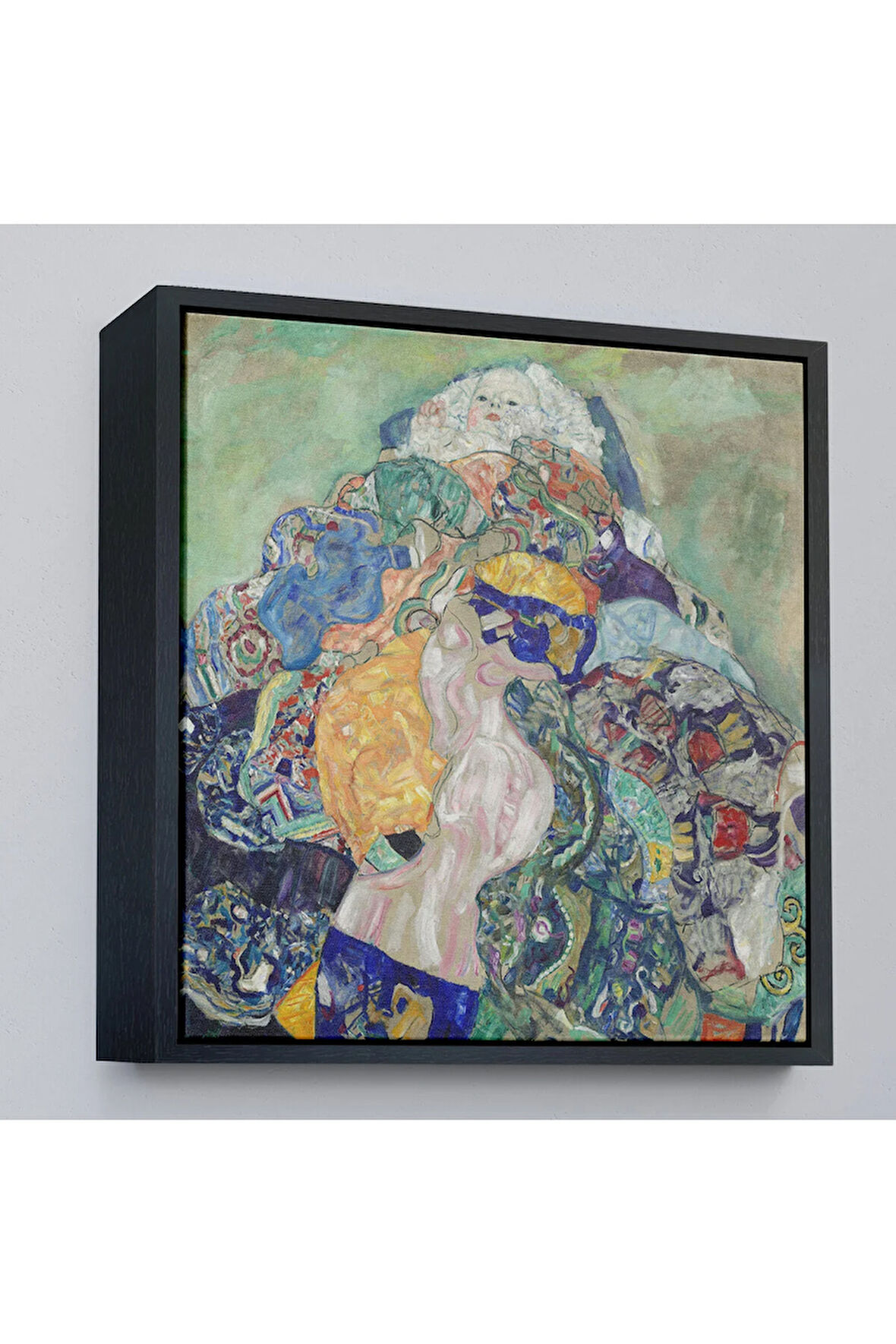 Ahşap Çerçeveli Gustav Klimt Baby Cradle - Bebek Beşiği Tablosu-8313