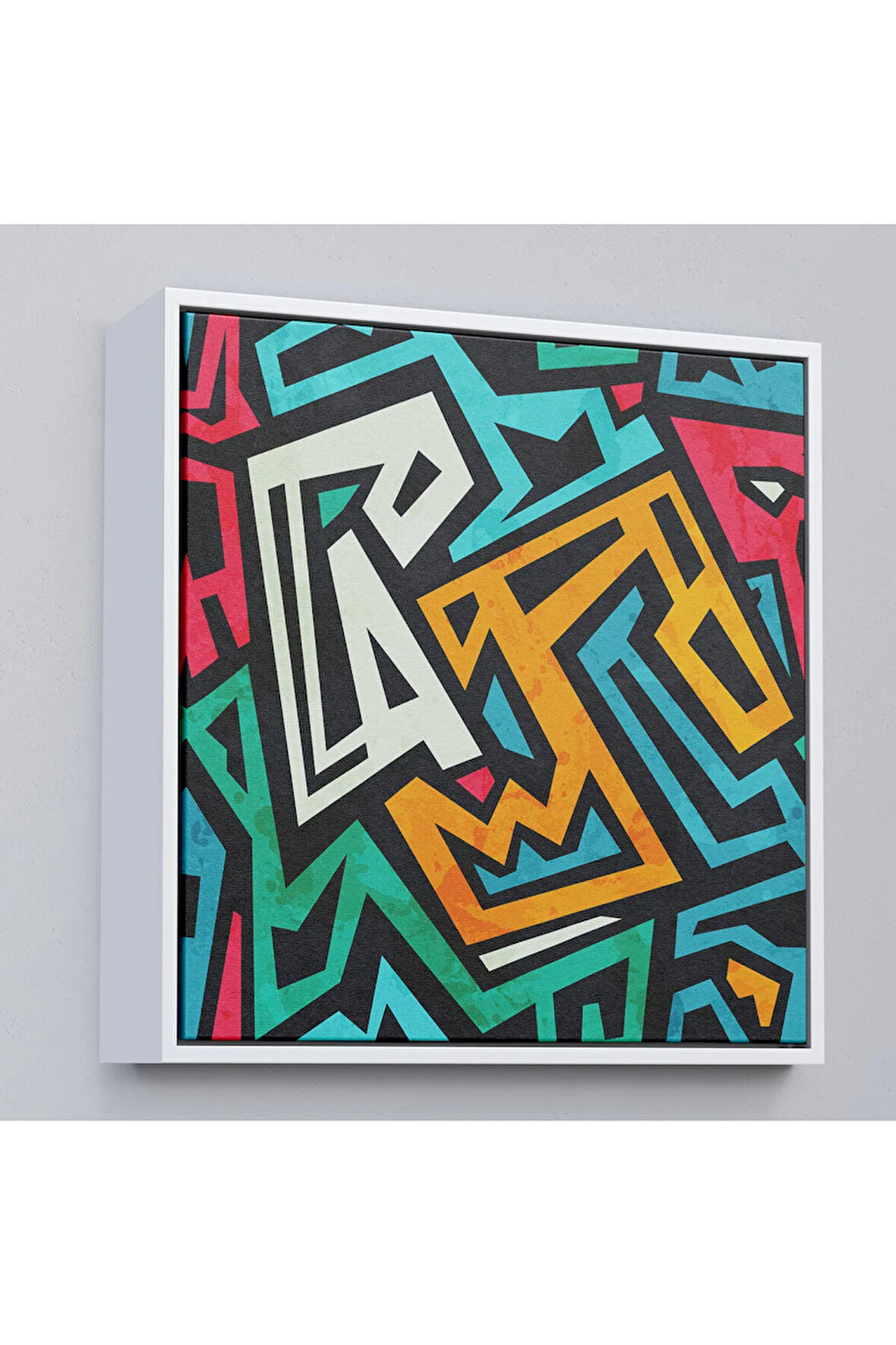 Ahşap Çerçeveli Grunge Efektli Renkli Tablo-8317