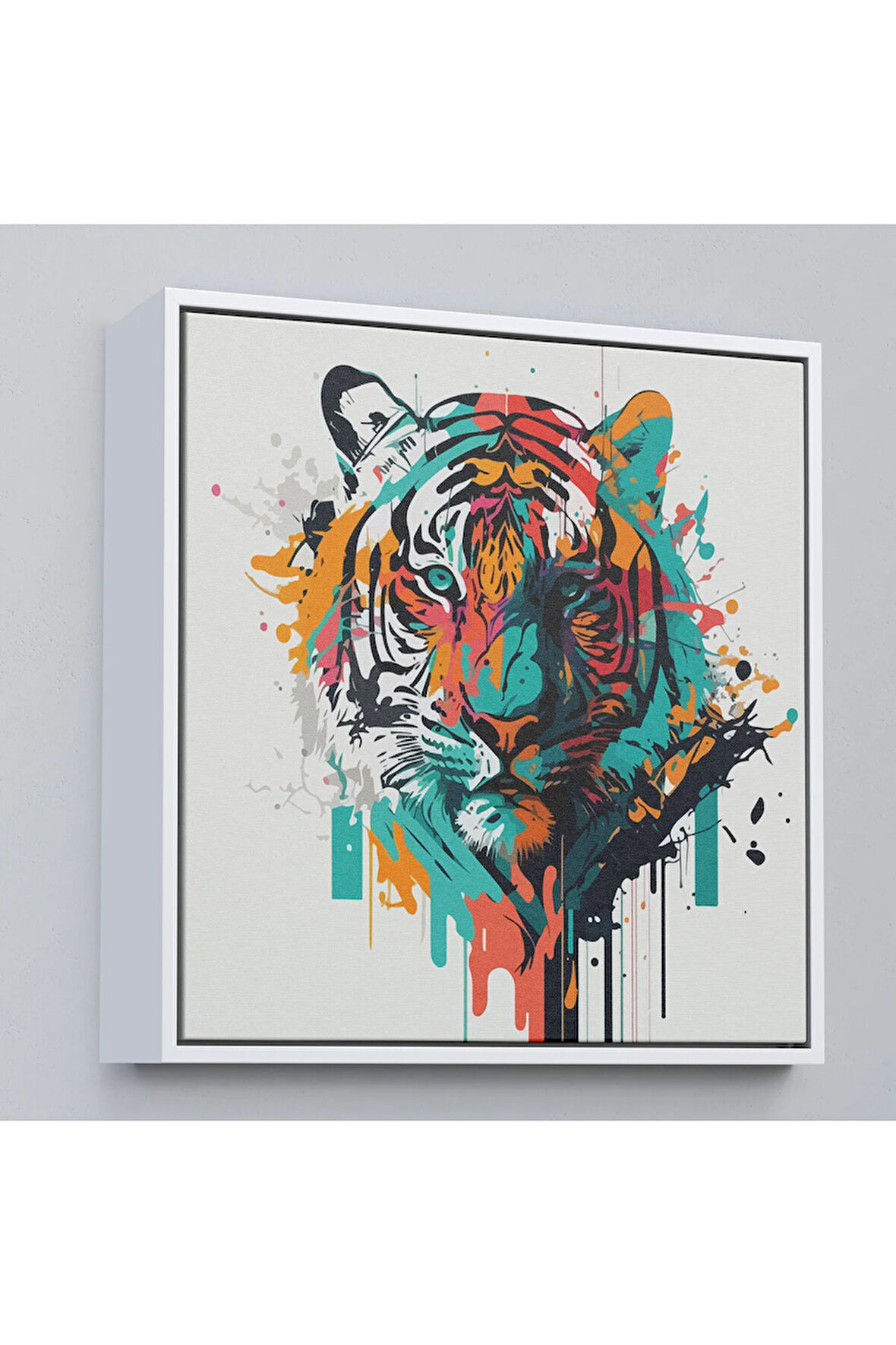 Ahşap Çerçeveli Renkli Kaplan Tablosu-8330