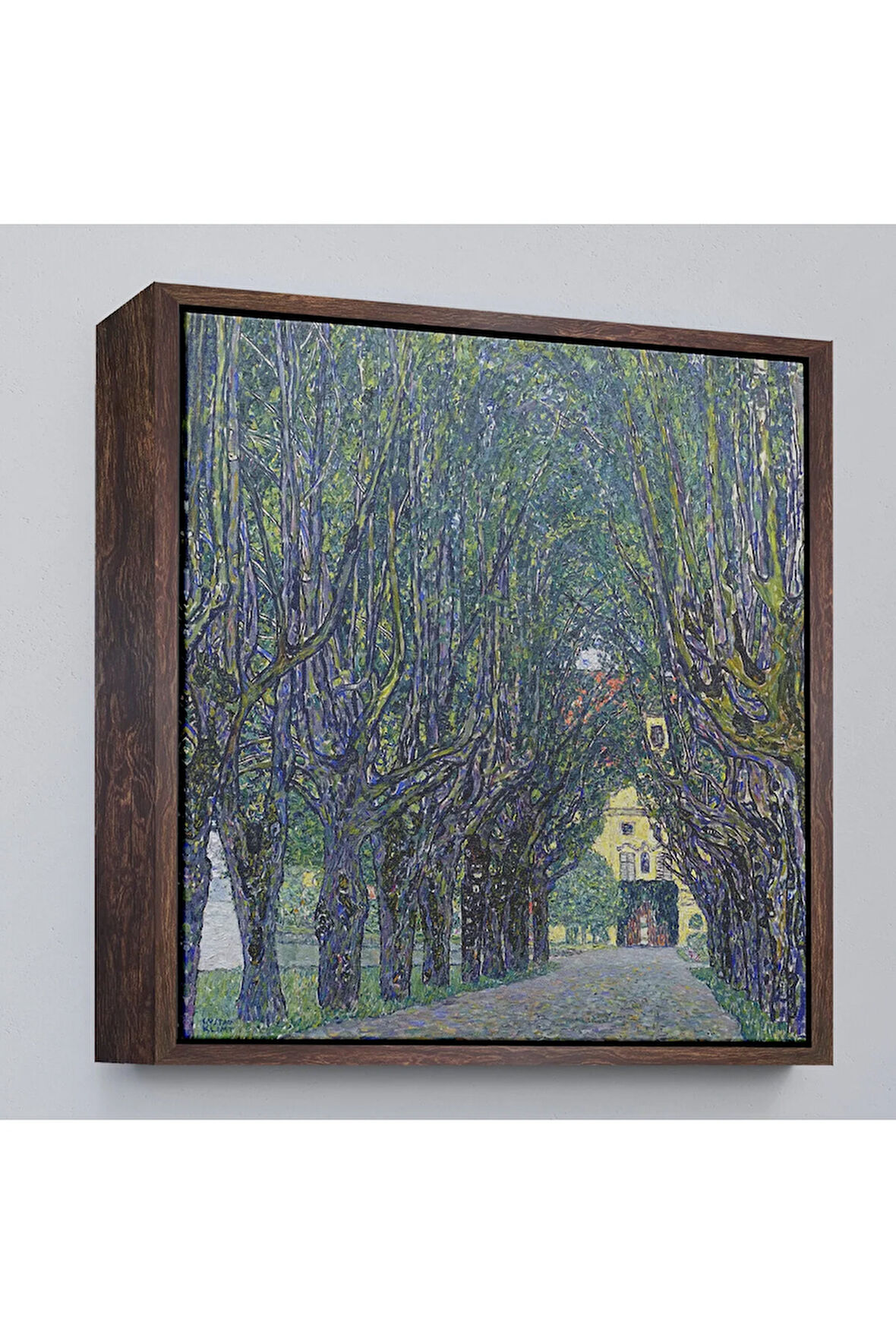 Ahşap Çerçeveli Allee At Schloss Kammer, Gustav Klimt Tablosu-8342