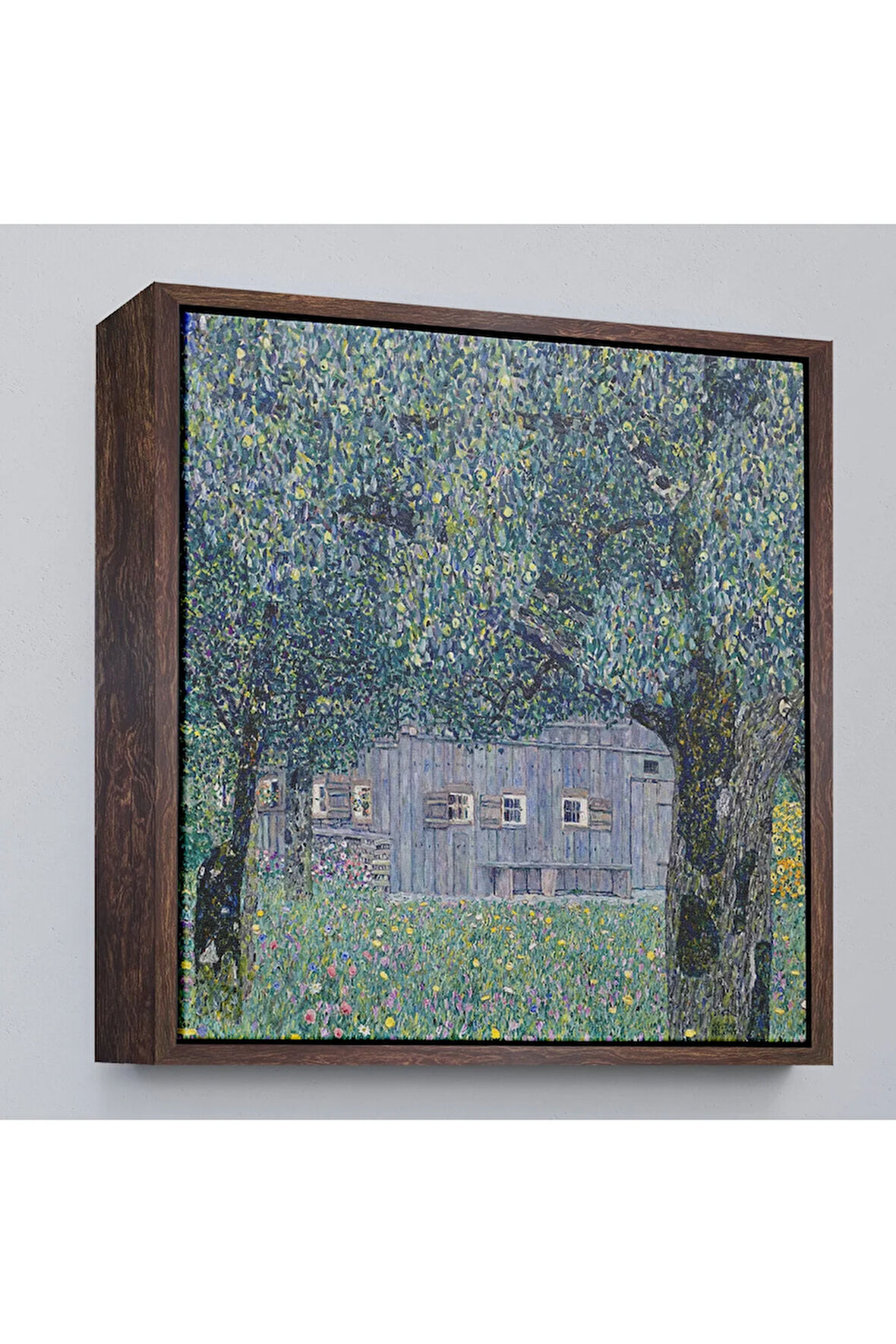 Ahşap Çerçeveli Gustav Klimt'İn Avusturya'Daki Çiftlik Evi Tablosu-8343