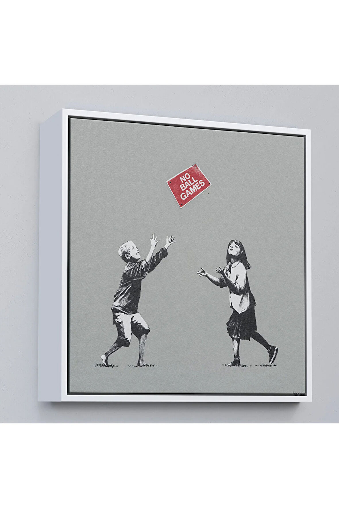 Ahşap Çerçeveli Banksy No Ball Games Tablosu-8352