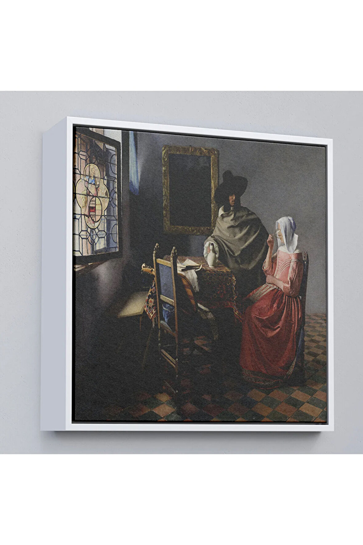 Ahşap Çerçeveli Şarap Kadehi Tablosu - The Wine Glass-8358