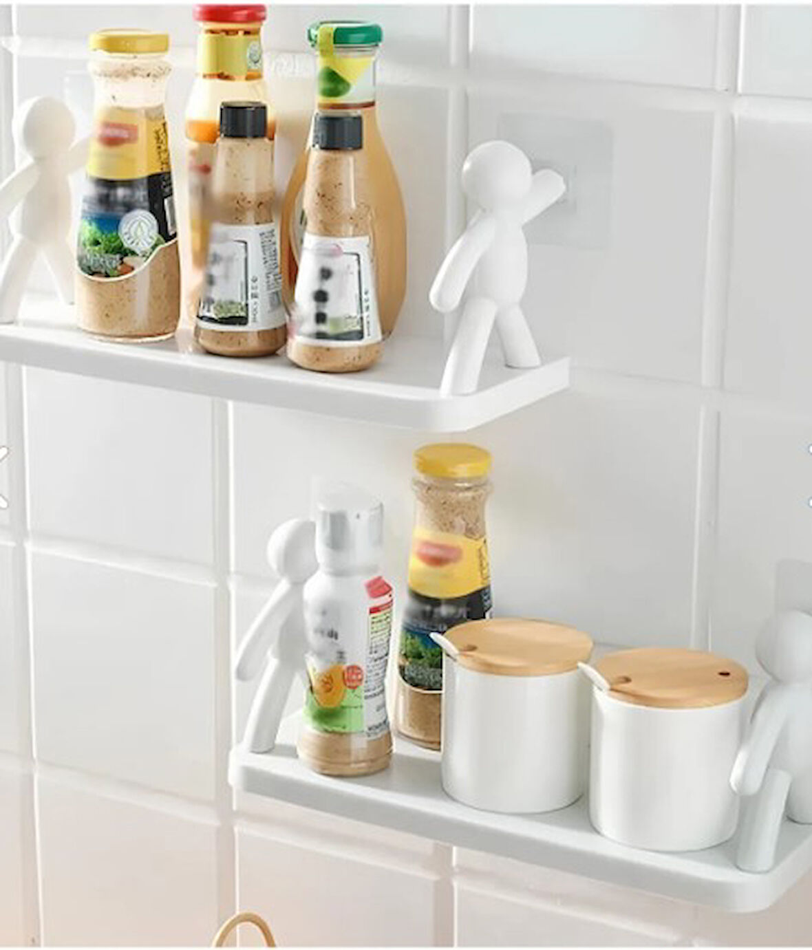 İnsan Figürlü Yapışkanlı Çok Amaçlı Duvar Rafı