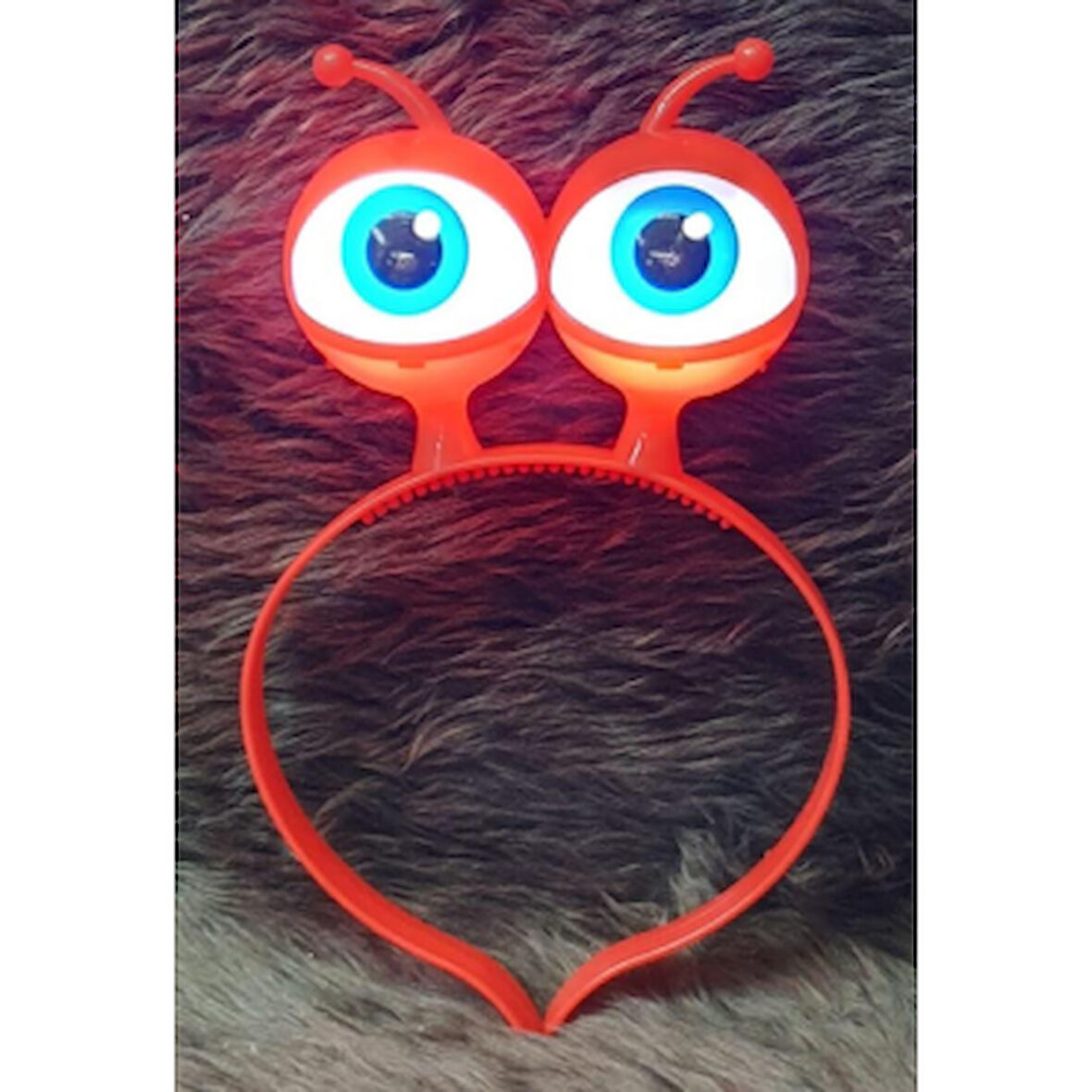 Led Işıklı &amp; Pilli Uzaylı Göz Parti Tacı Kırmızı Renk