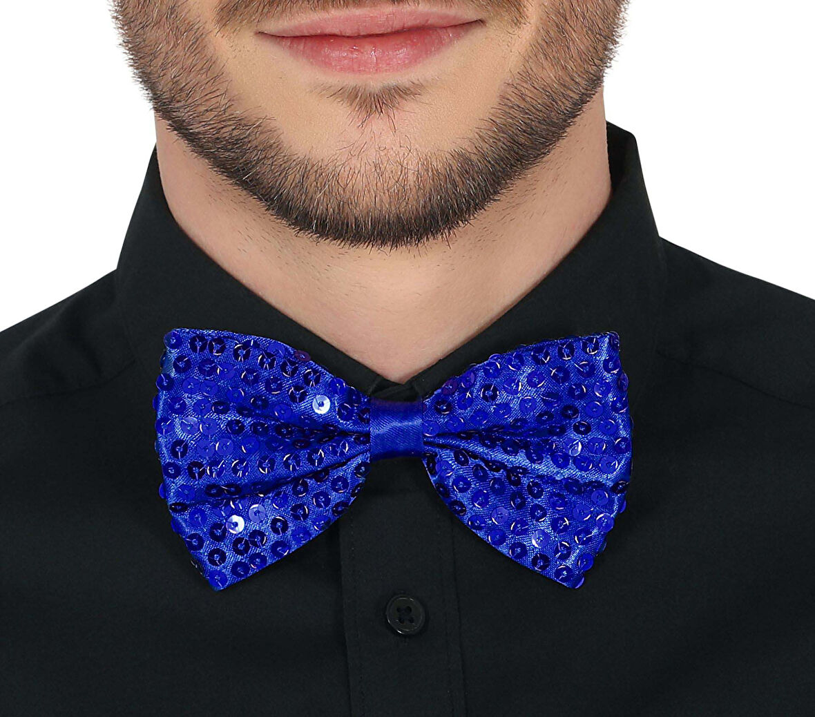 Mavi Payetli Pullu Papyon