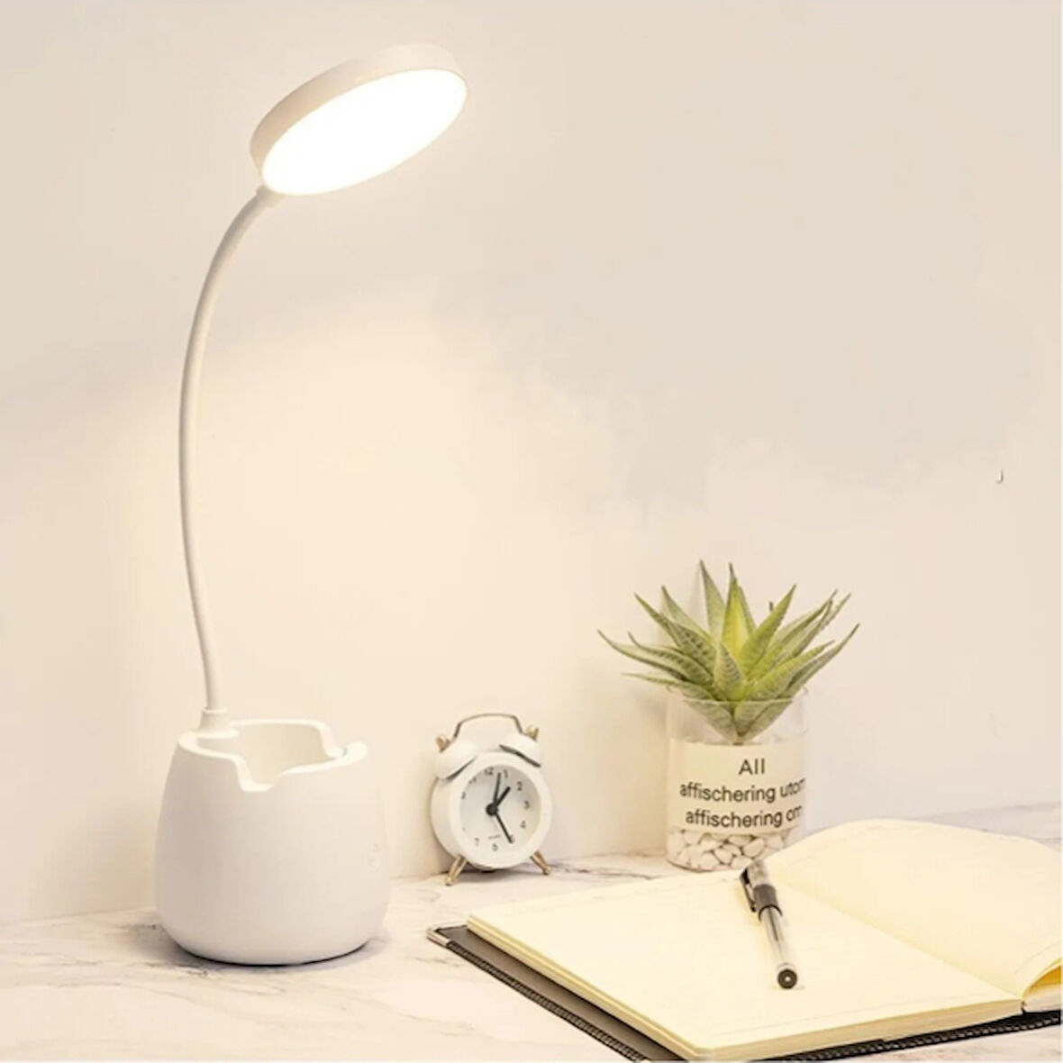 3 Modlu Kıvrımlı Bükülebilir Kalemlikli Masa Lambası