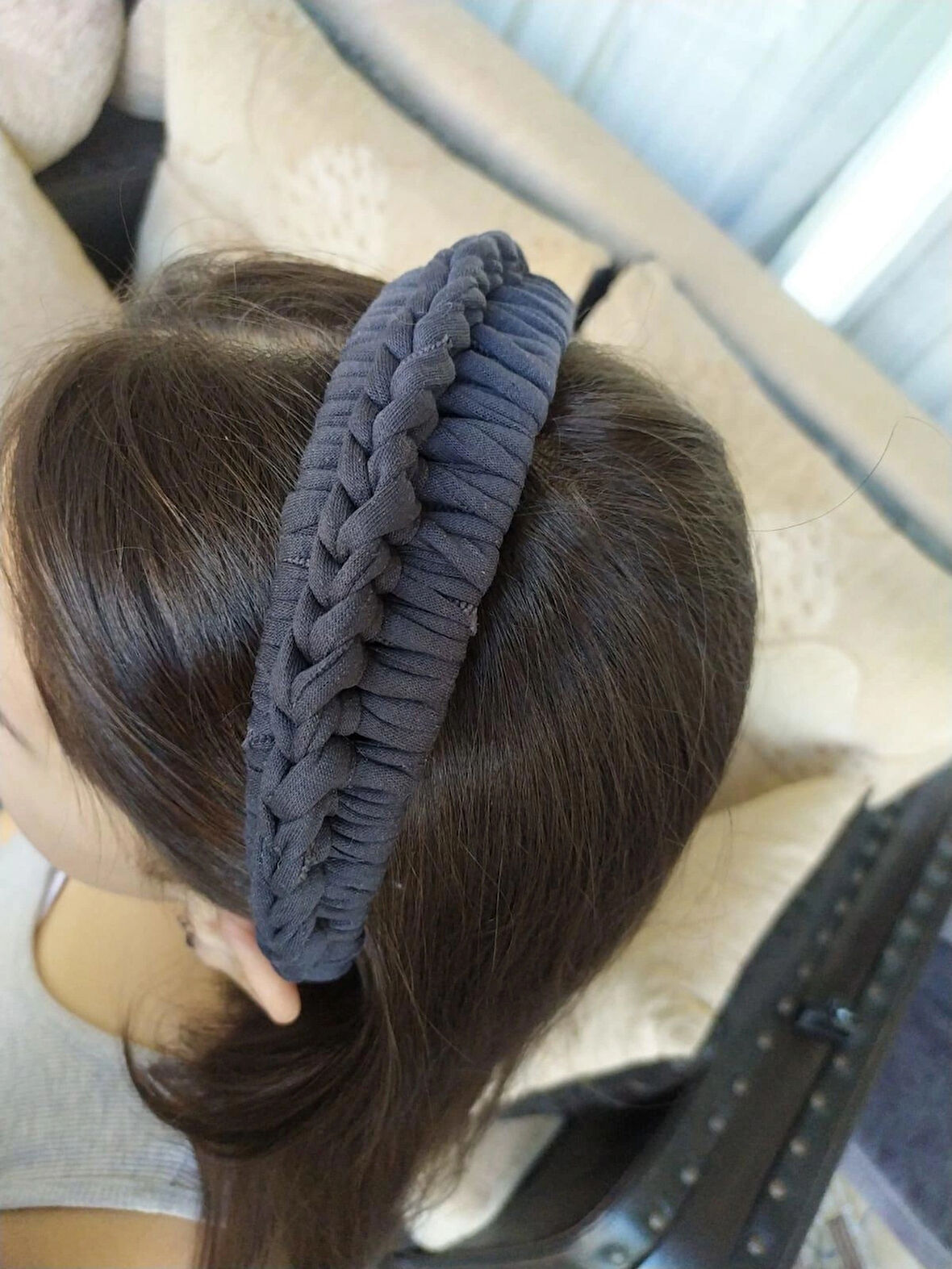 Handmade Örgü Taç Saç Tokası FÜME
