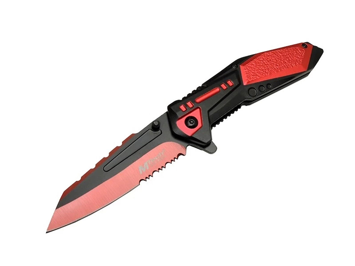 4173 Kırmızı Kamp Çakı 21cm - Yarı Otomatik, Testere Detaylı