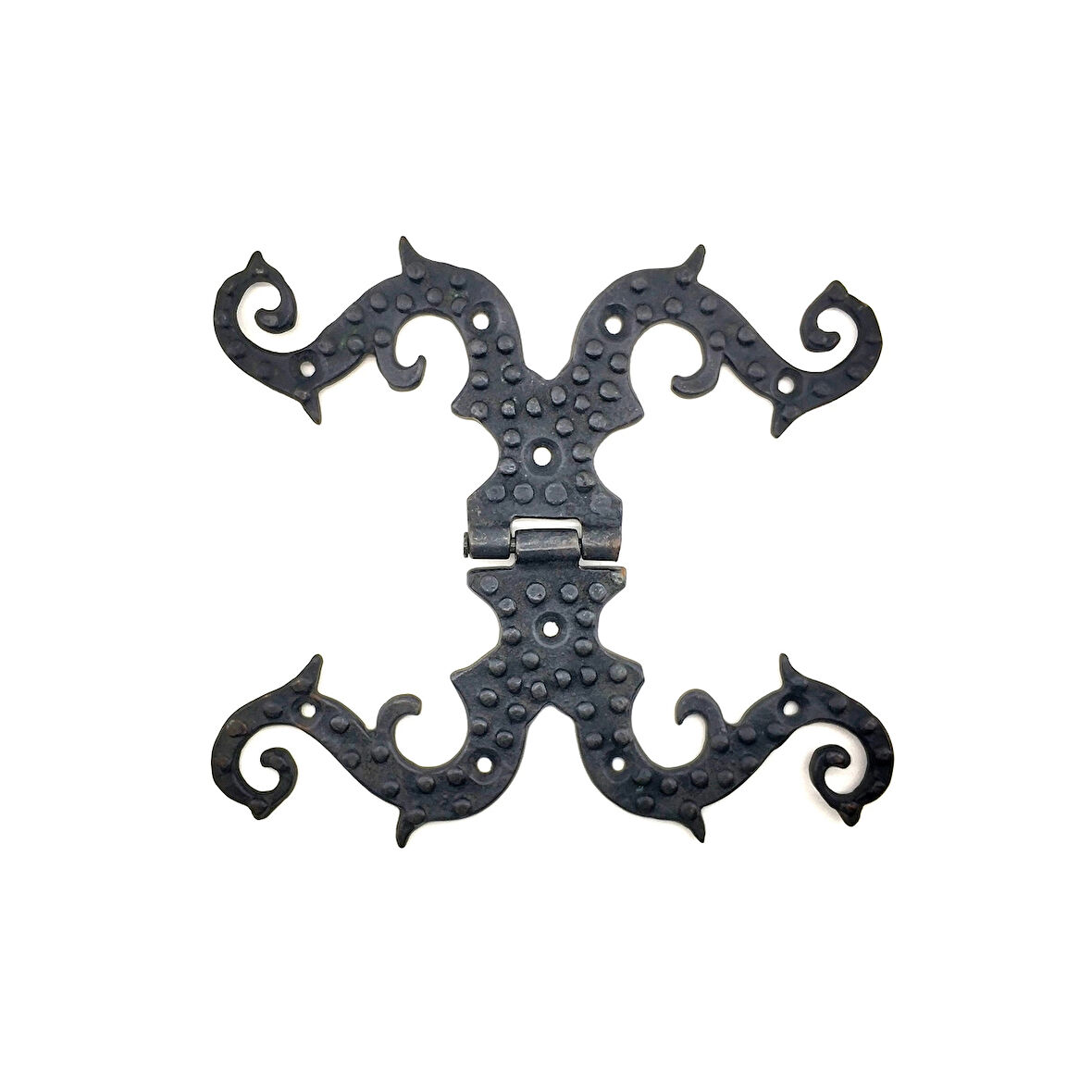 Antika Tarz Dekoratif Pirinç Süslü Menteşe - 190x170 mm, Oksit