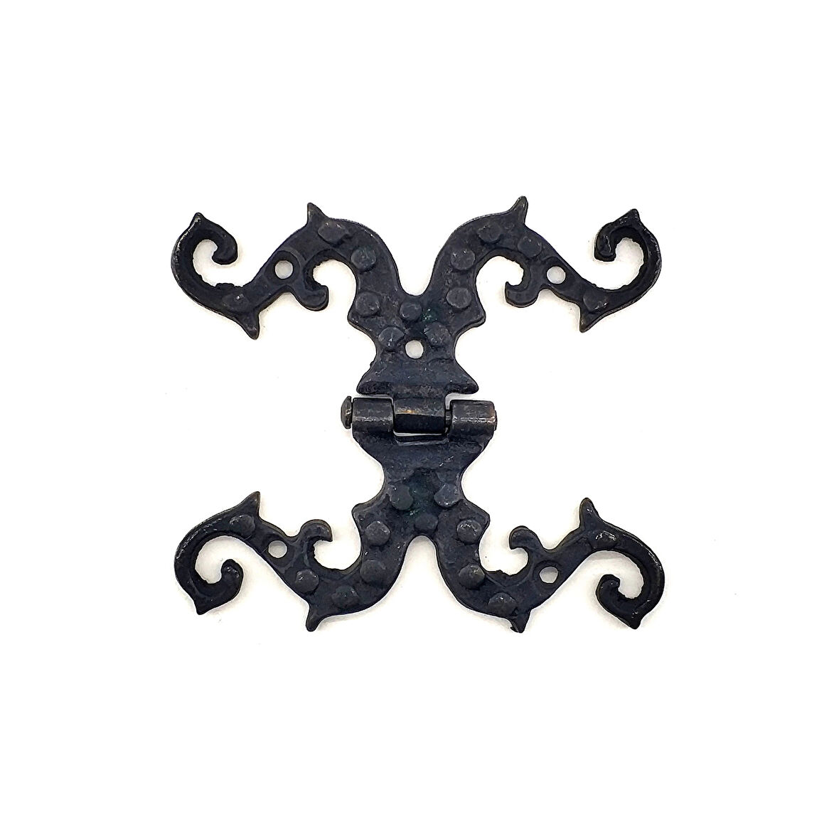 Antika Tarz Dekoratif Pirinç Süslü Menteşe - 100x90 mm, Oksit