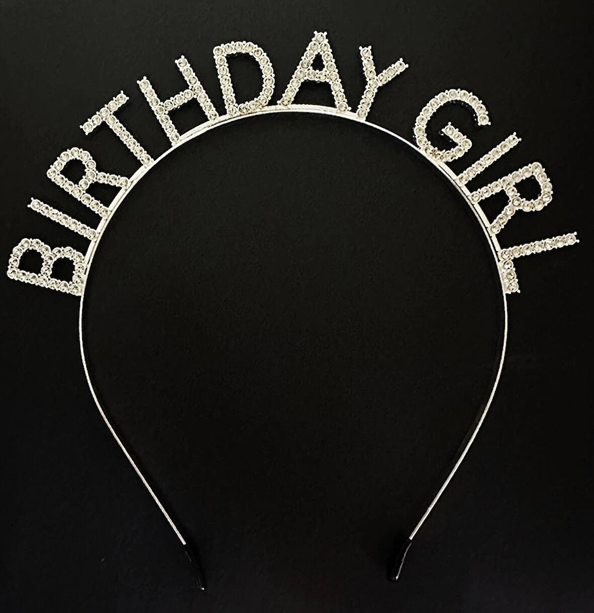 Gümüş Kristal Taşlı Birthday Girl Doğum Günü Tacı İthal Ürün 17x16 cm