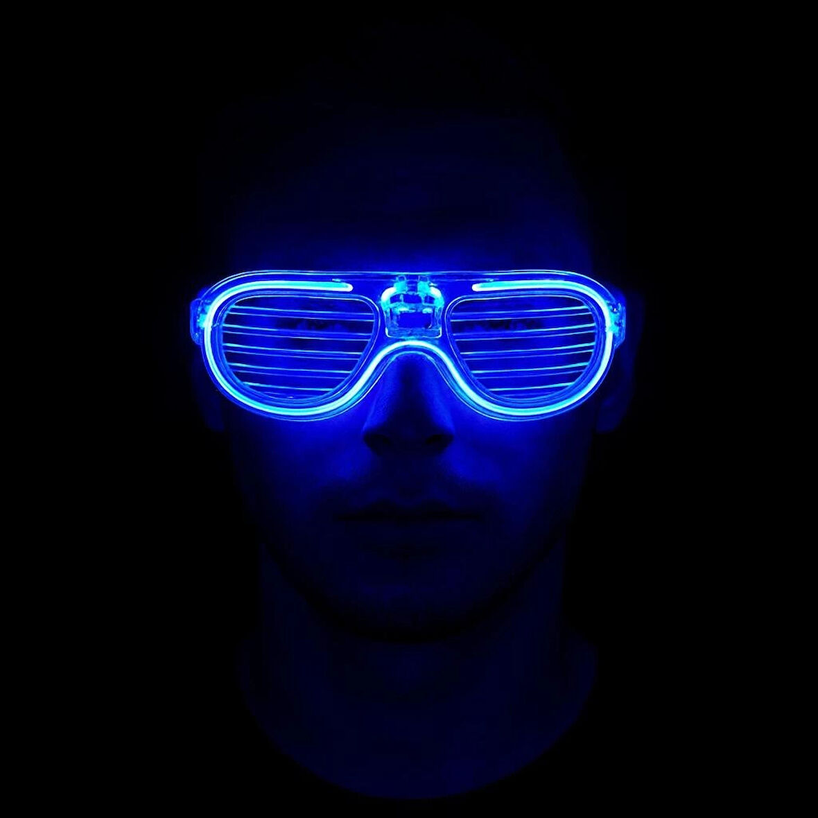 Mavi Led Işıklı Parti Gözlüğü - Neon Glow Gözlük 3 Modlu