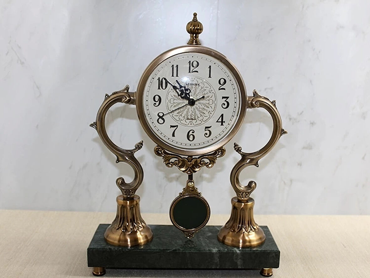 Altı Mermer Sarkaşlı Masa Üstü Saat Alk4321