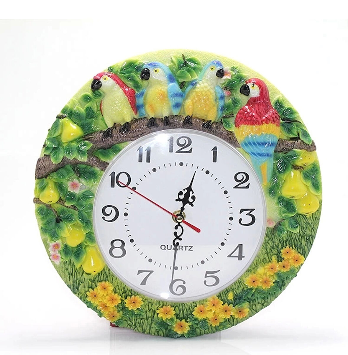 Duvara Asmalı Papağanlı Polyester Saat Alk1537