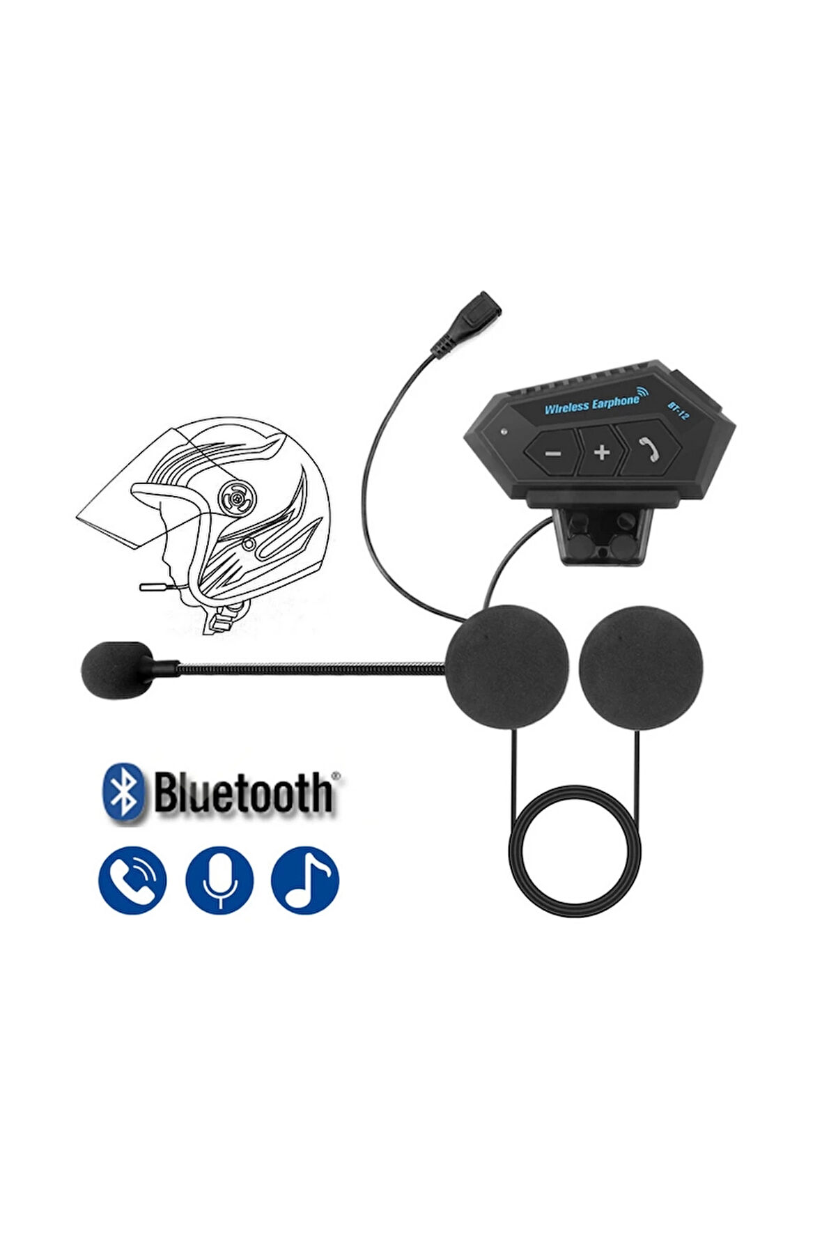 Bt12 Kask Kulaklık Bluetooth Motosiklet Kulaklık Interkom Motorsiklet Kulaklık