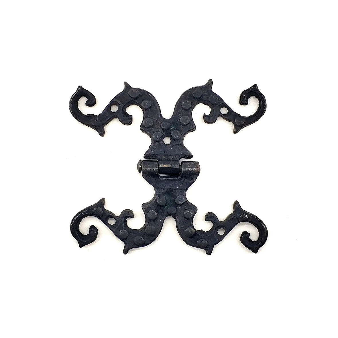 Antika Tarz Dekoratif Pirinç Süslü Menteşe - 100x90 Mm, Oksit